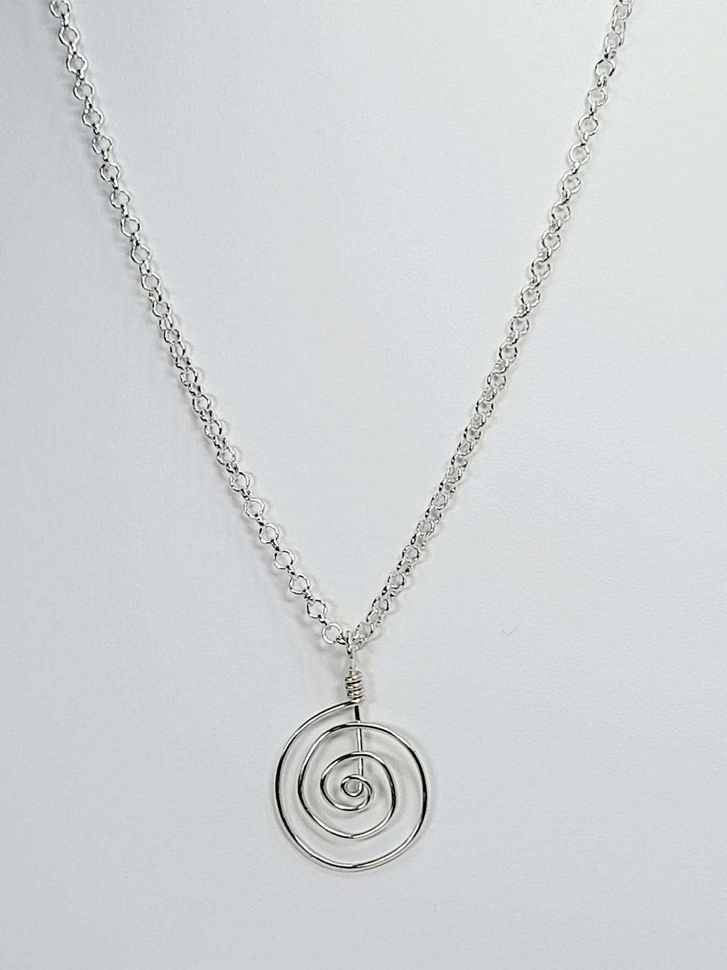 Handmade Silver Spiral Pendant Necklace, Lightweight Statement Design