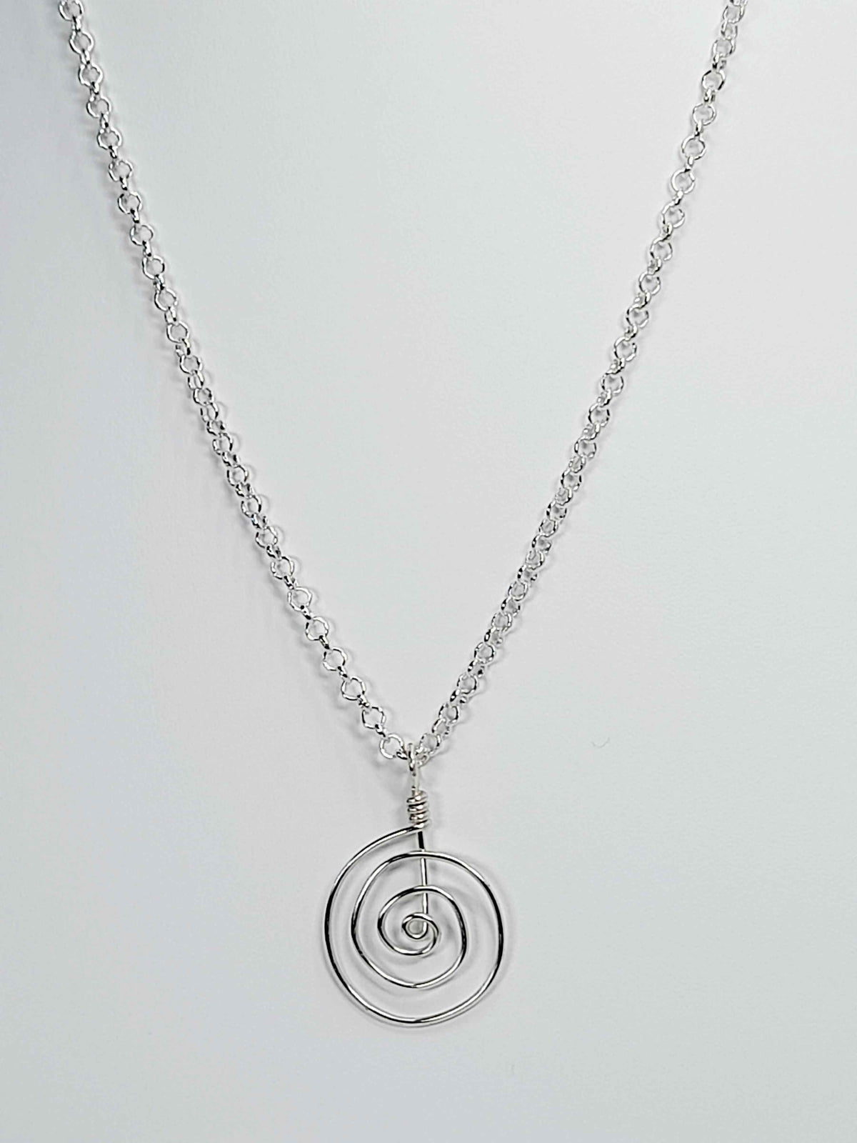 Handmade Silver Spiral Pendant Necklace, Lightweight Statement Design