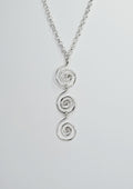 Handmade Silver Swirly Spiral Long Pendant Necklace, Lightweight Geometric Design