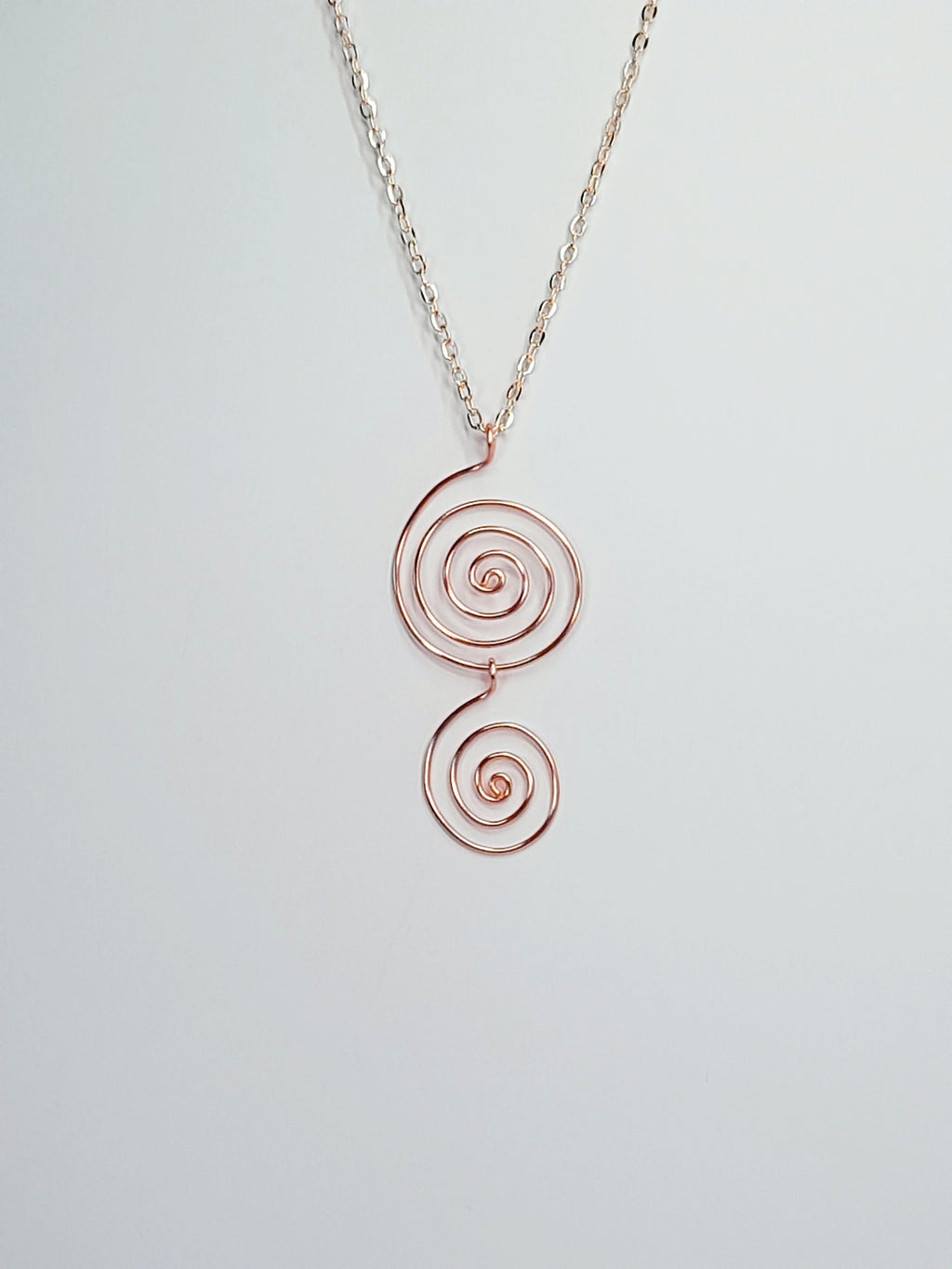 Handmade Rose Gold Spiral Pendant Necklace, Lightweight Statement Design
