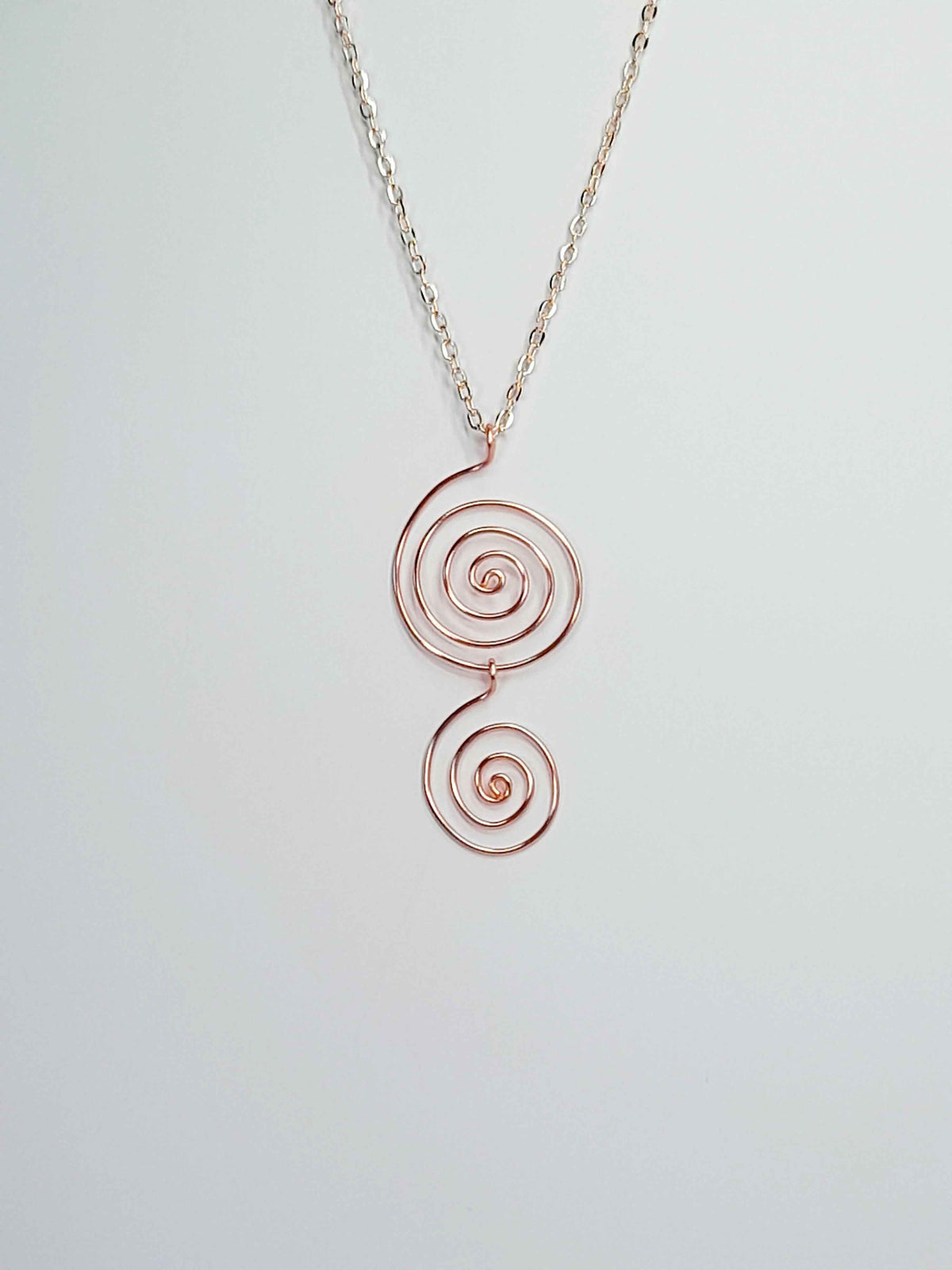 Handmade Rose Gold Spiral Pendant Necklace, Lightweight Statement Design