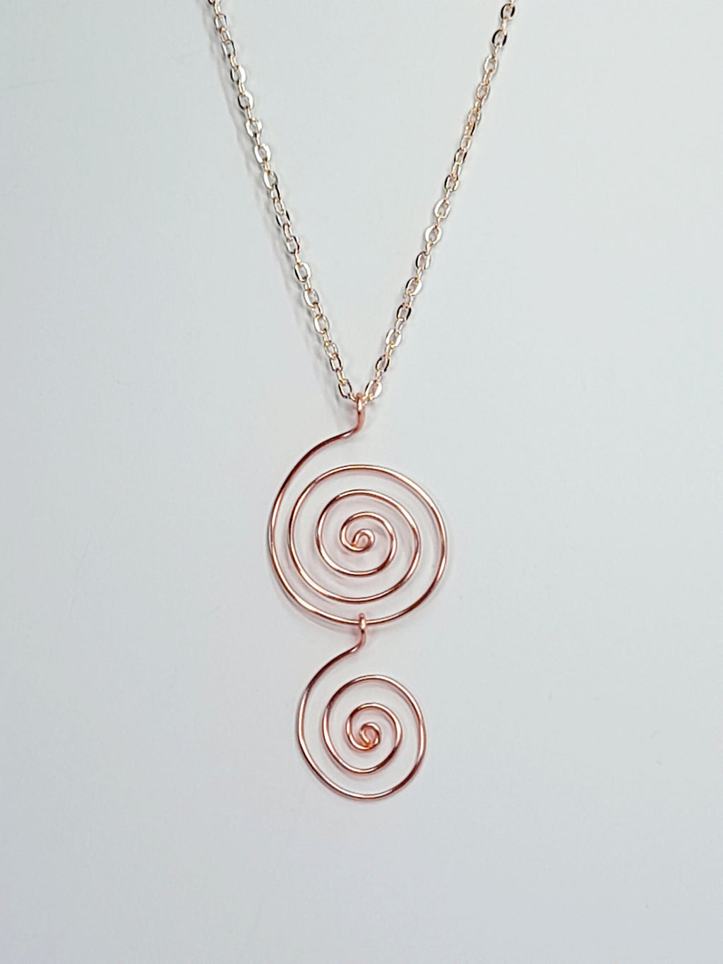 Handmade Rose Gold Spiral Pendant Necklace, Lightweight Statement Design