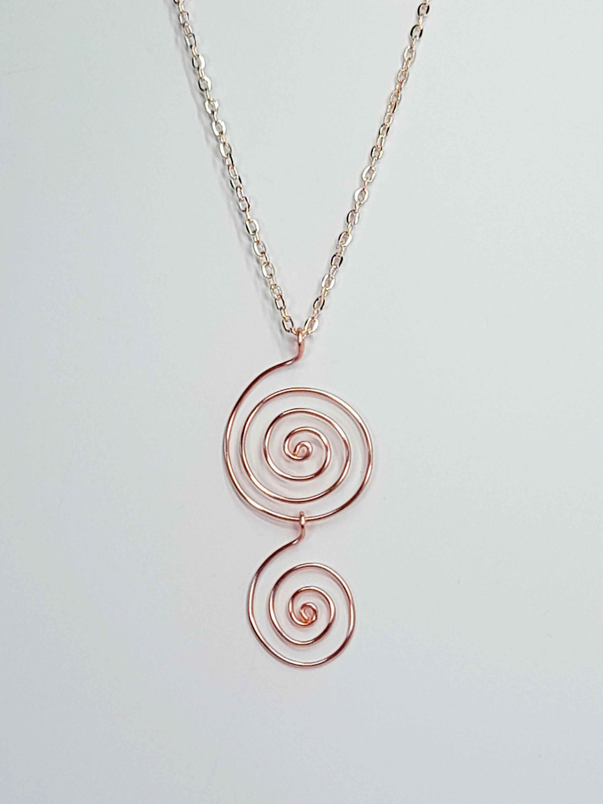 Handmade Rose Gold Spiral Pendant Necklace, Lightweight Statement Design