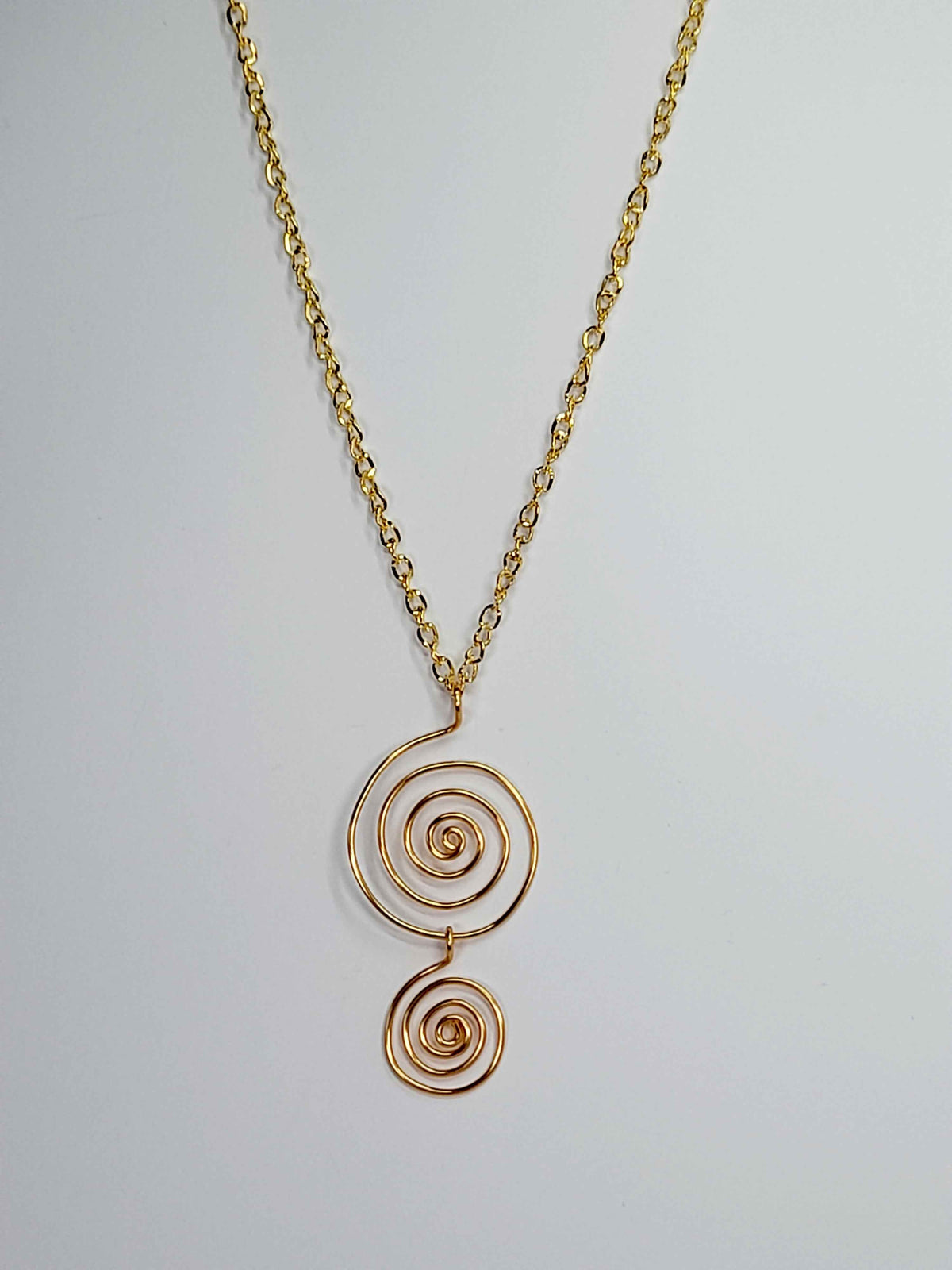 Handmade Gold Spiral Pendant Necklace, Lightweight Statement Design