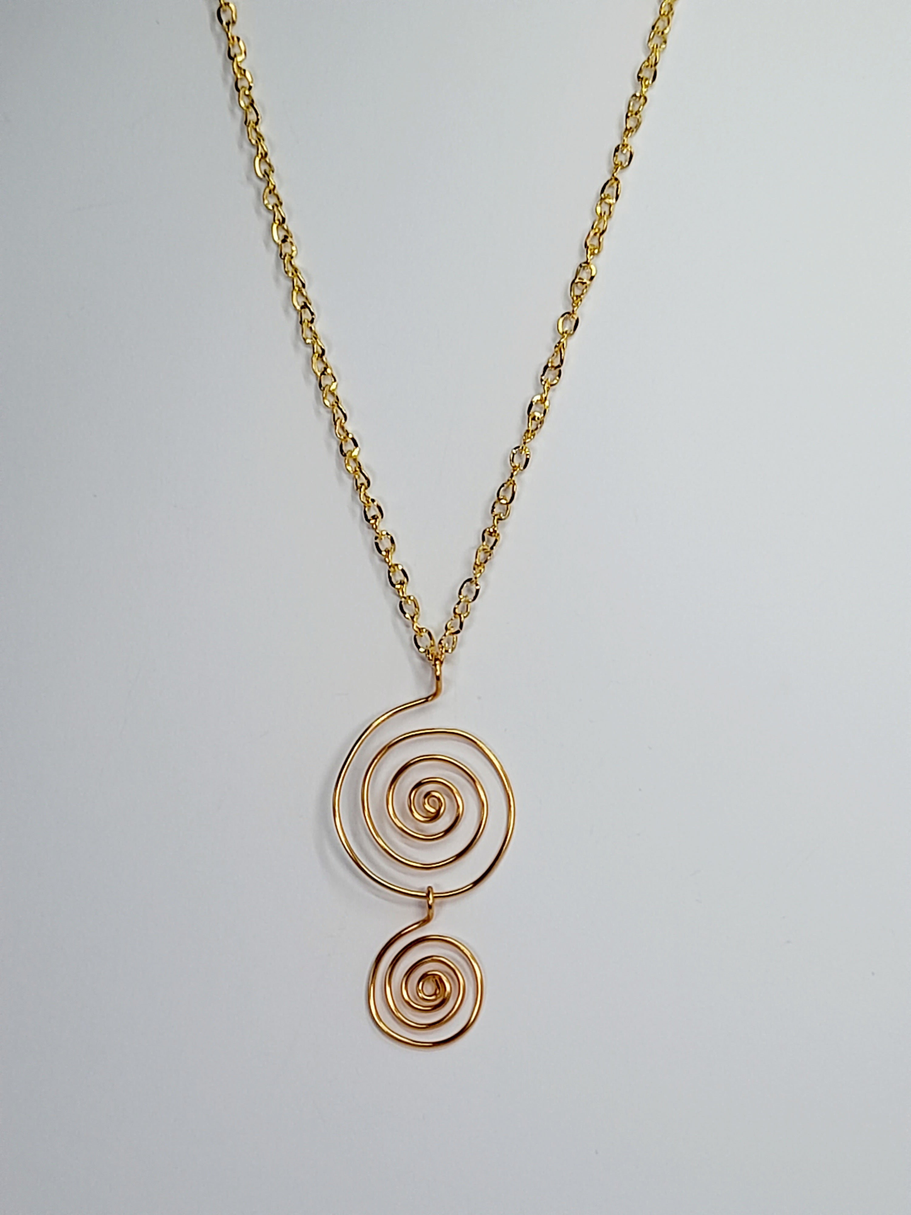 Handmade Gold Spiral Pendant Necklace, Lightweight Statement Design