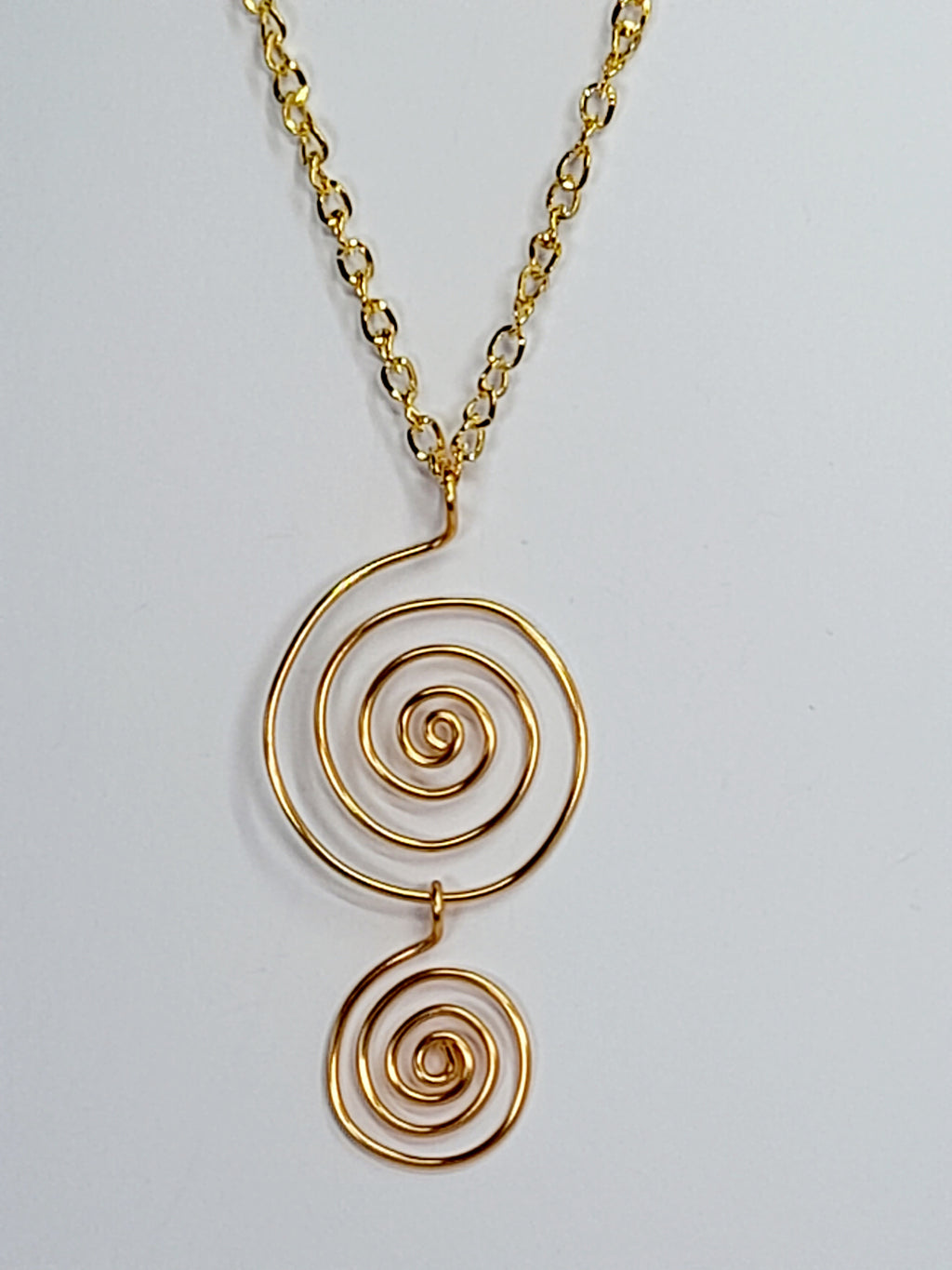 Handmade Gold Spiral Pendant Necklace, Lightweight Statement Design