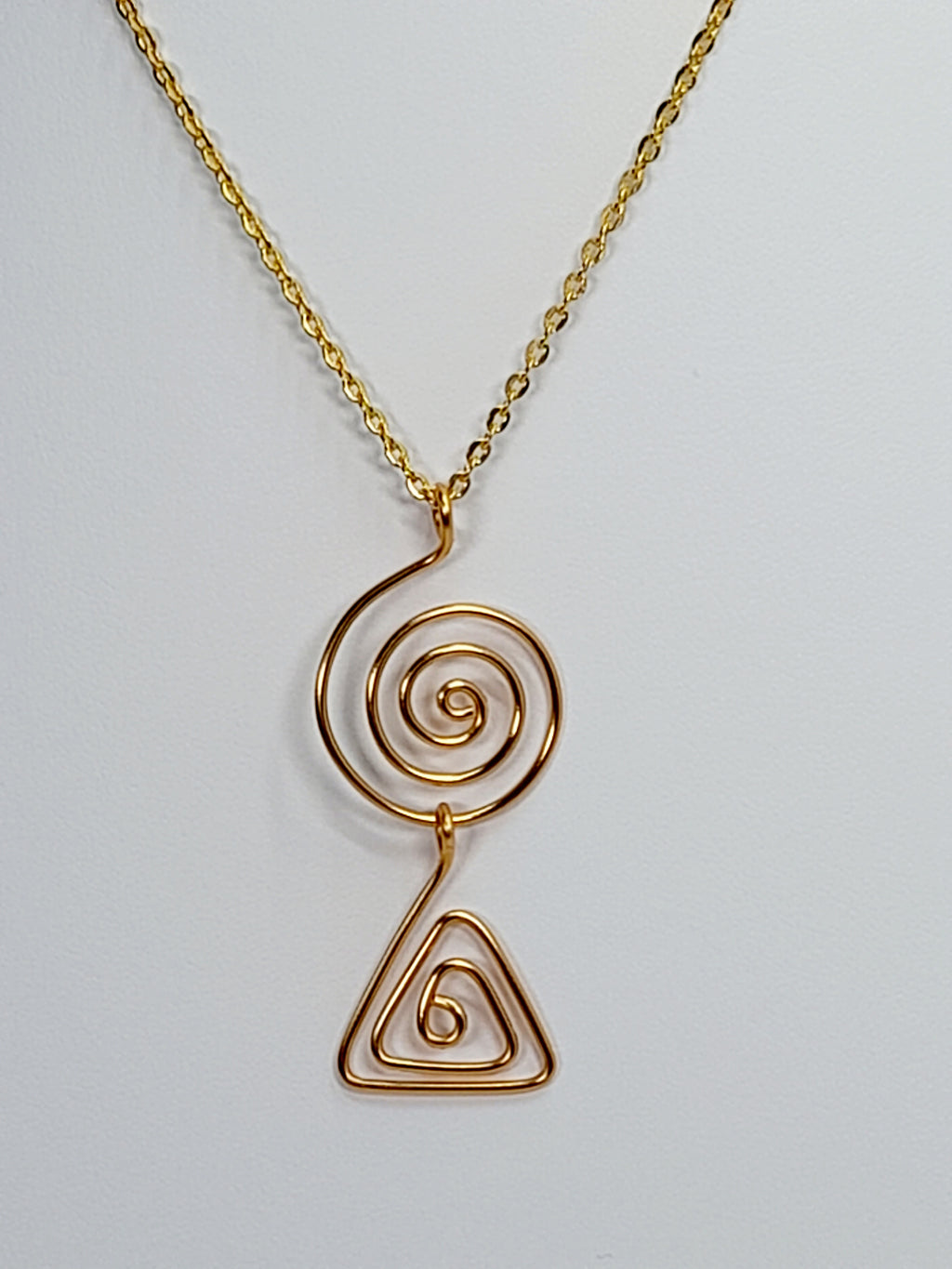 Handmade Gold Swirl Spiral Pendant Necklace, Lightweight Gold‑Plated Chain
