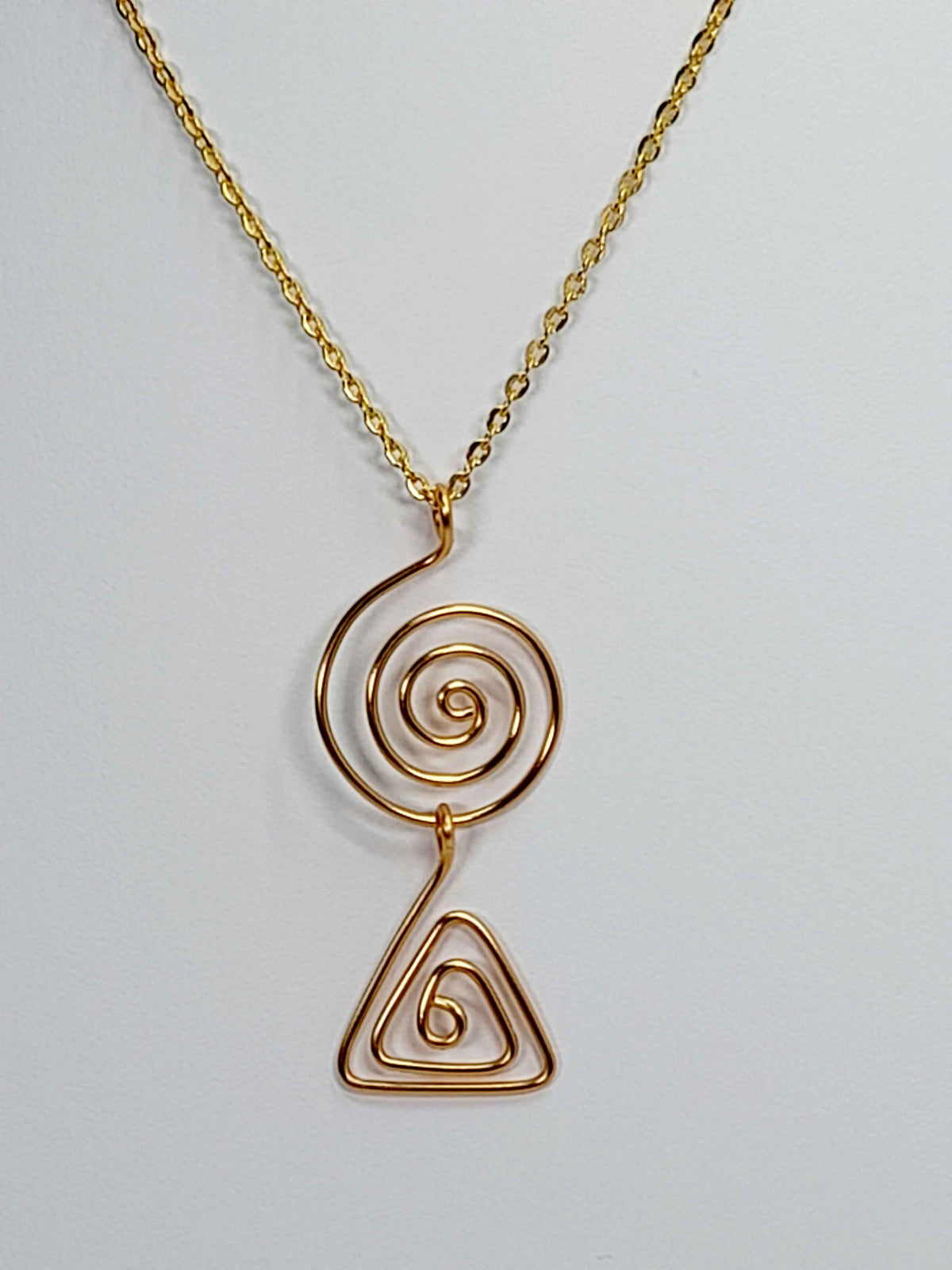 Handmade Gold Swirl Spiral Pendant Necklace, Lightweight Gold‑Plated Chain