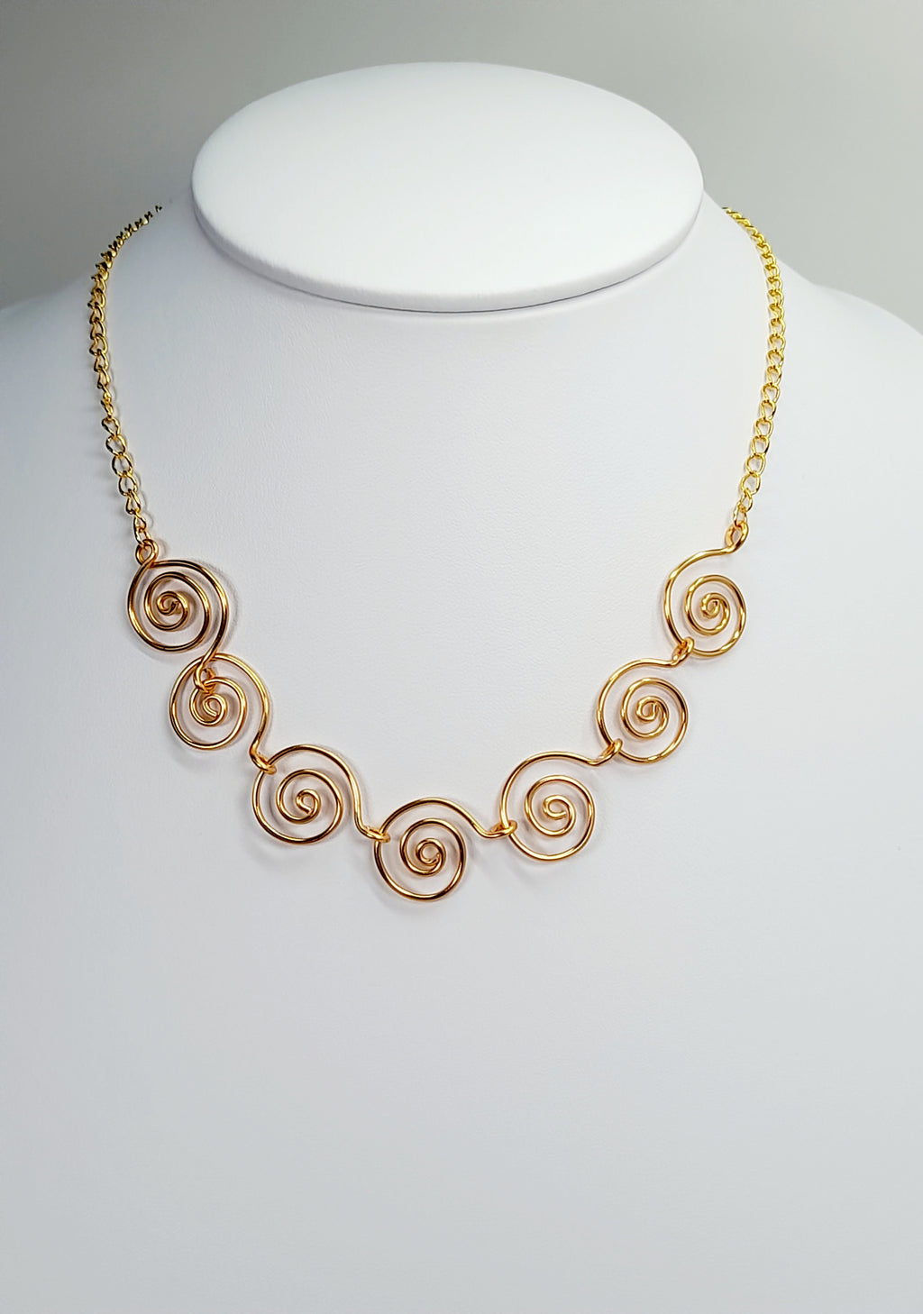 Handmade Super Swirly Gold Spiral Necklace