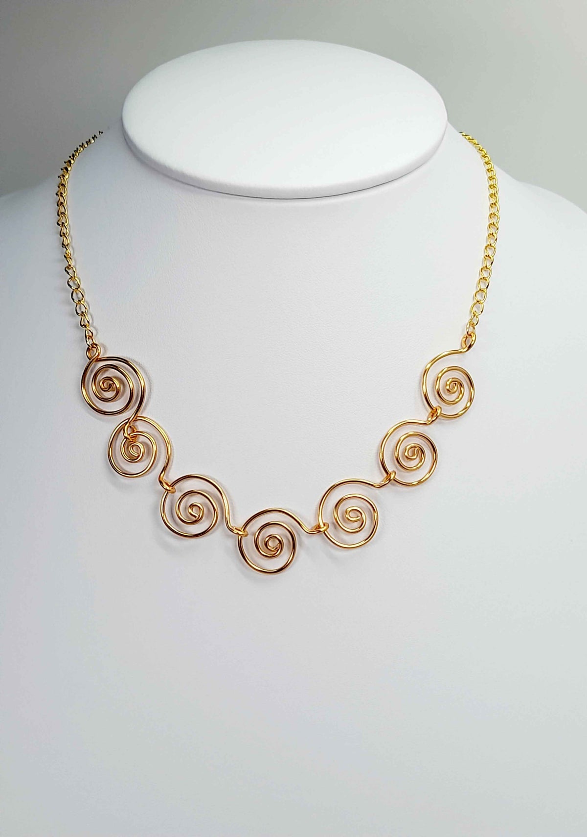 Handmade Super Swirly Gold Spiral Necklace