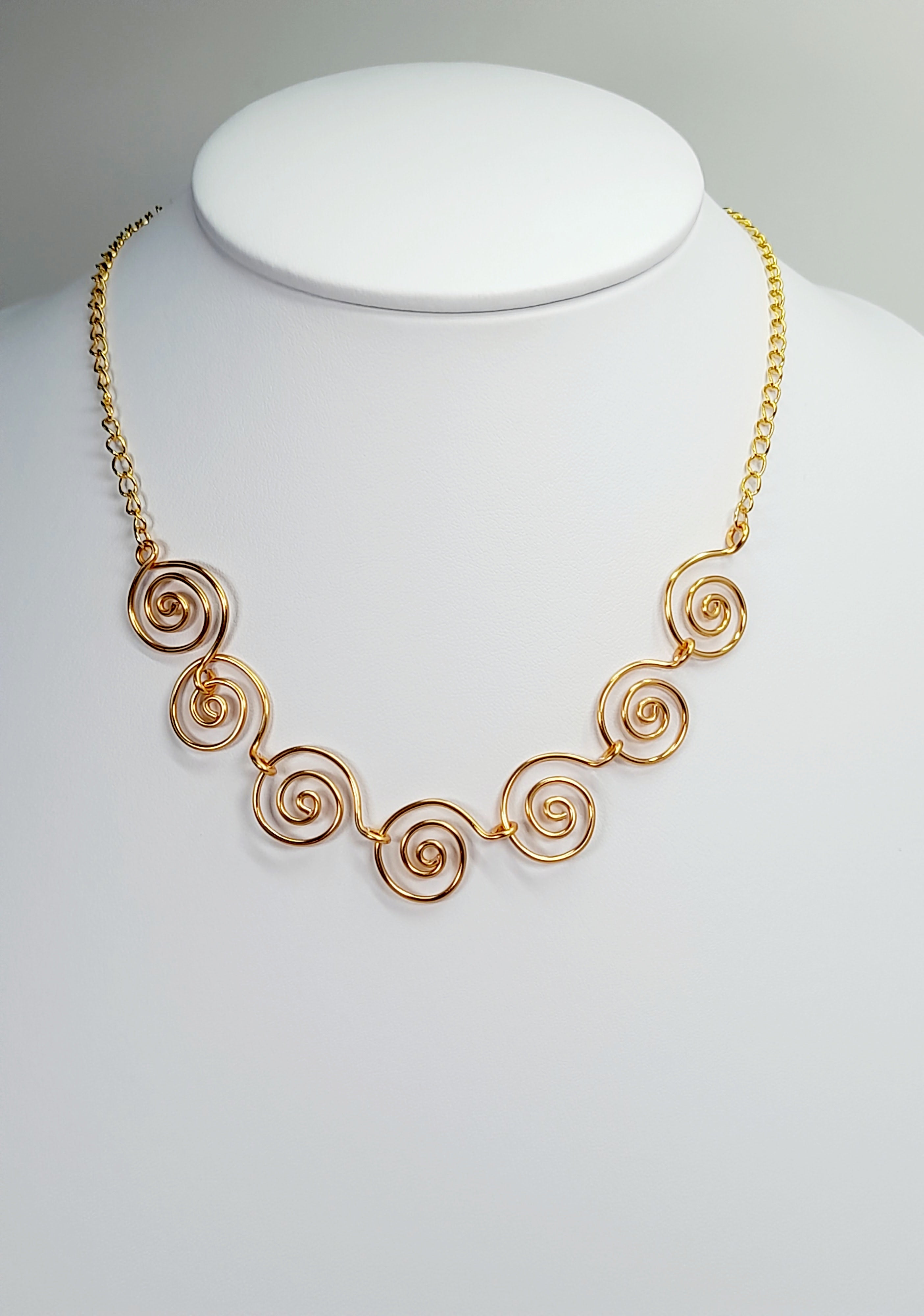 Handmade Super Swirly Gold Spiral Necklace