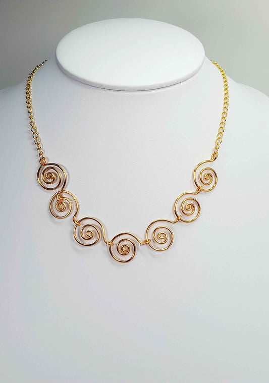 Handmade Super Swirly Gold Spiral Necklace