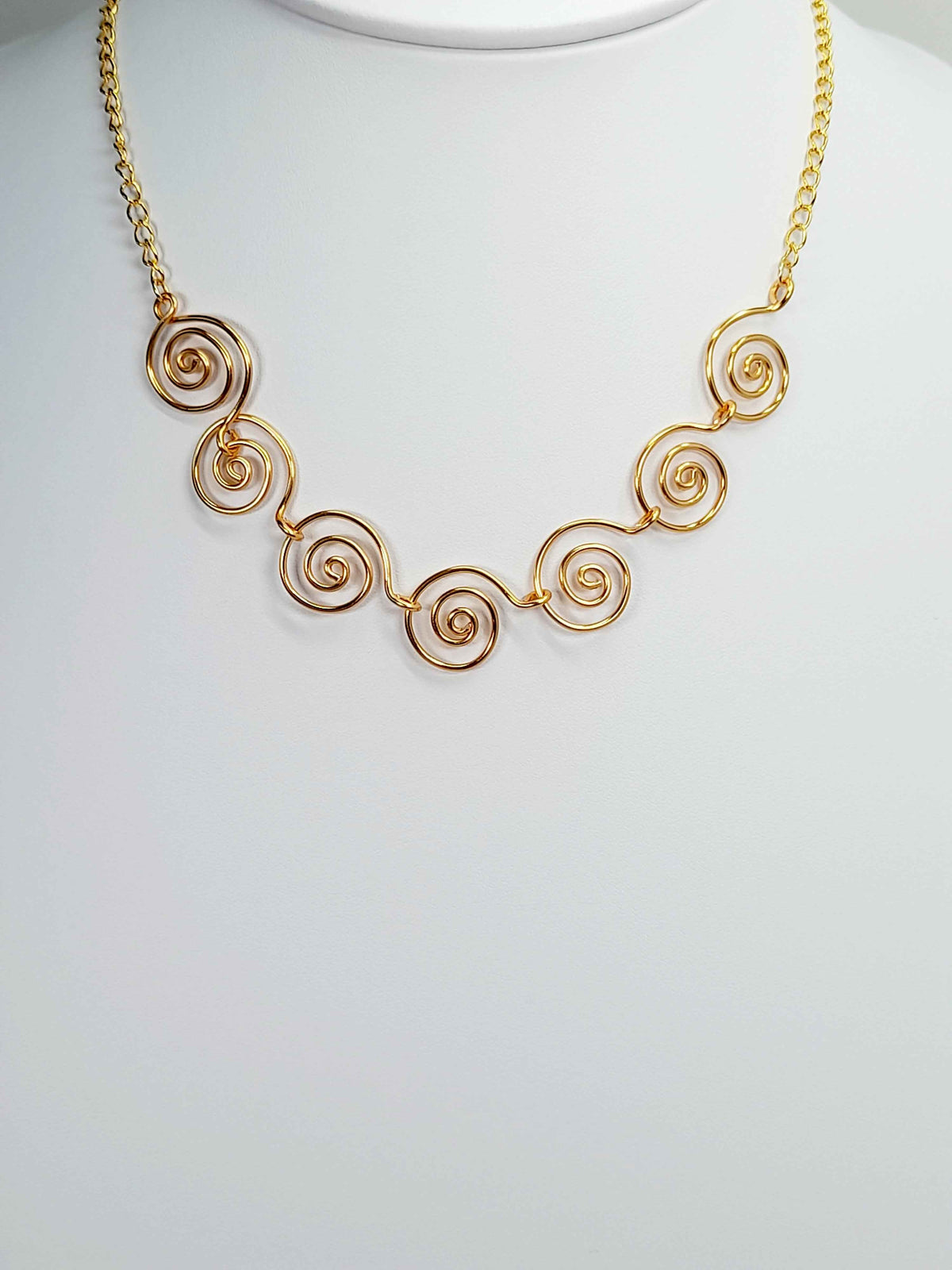 Handmade Super Swirly Gold Spiral Necklace