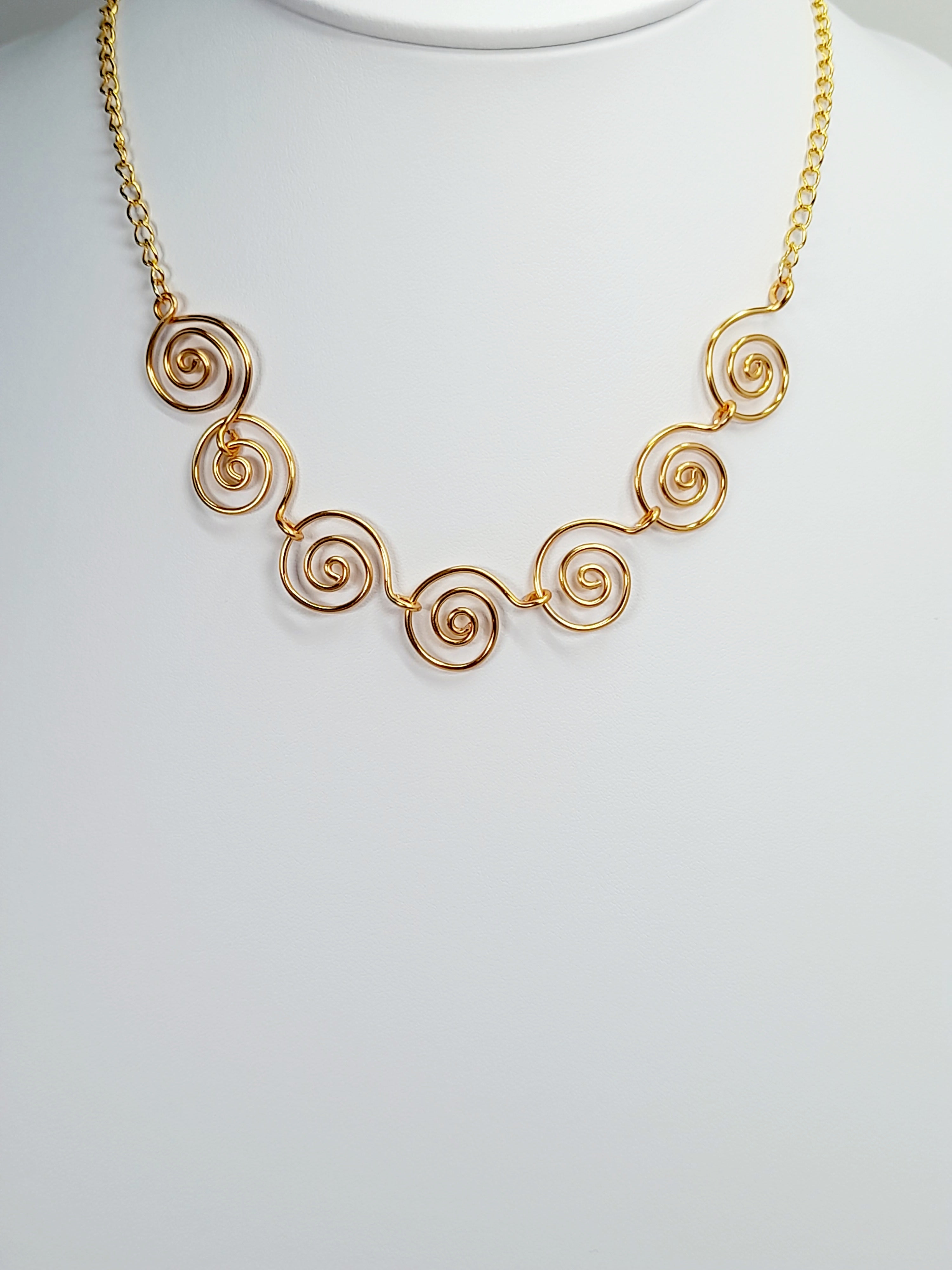 Handmade Super Swirly Gold Spiral Necklace