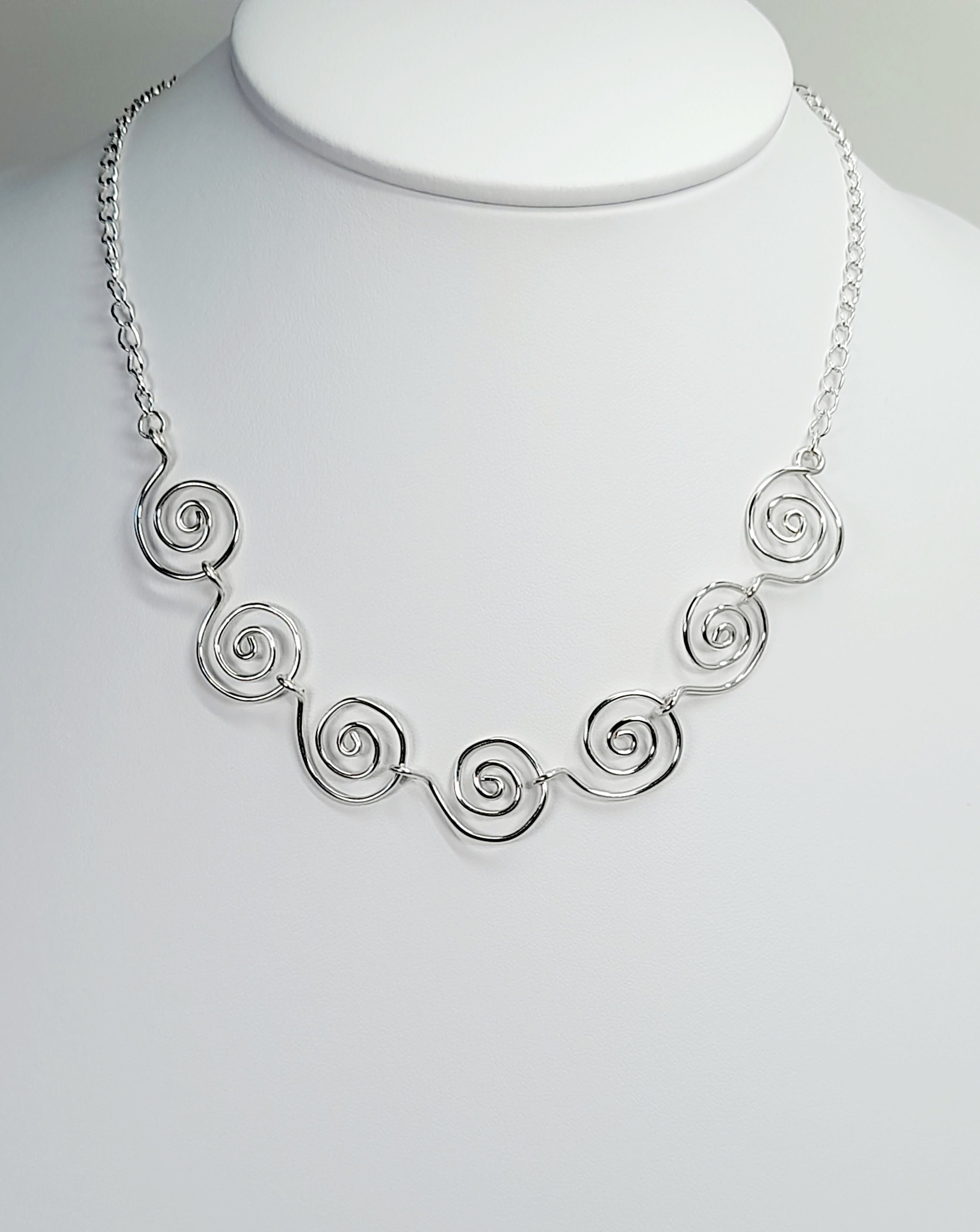 Handmade Super Swirly Silver Spiral Necklace