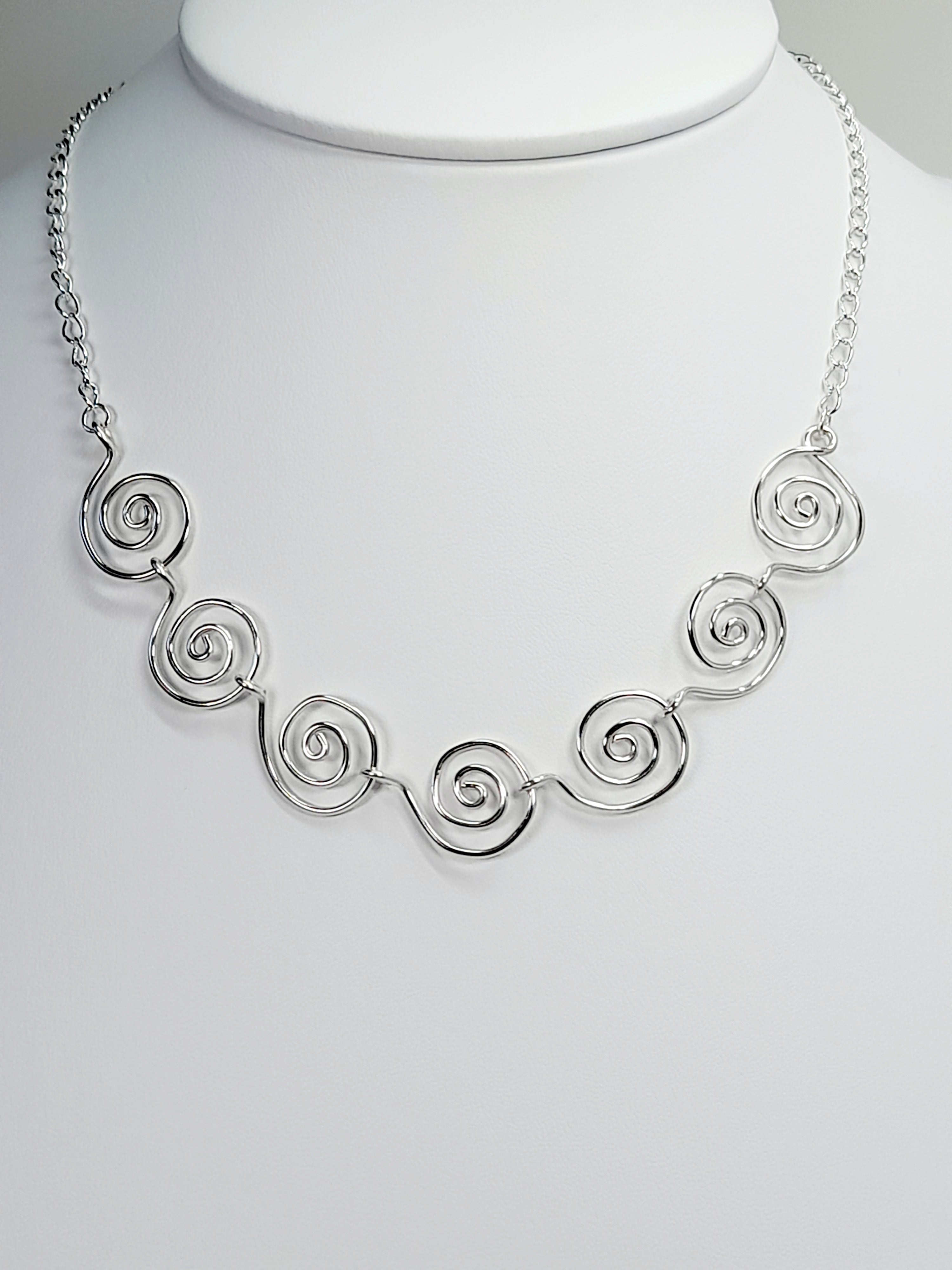 Handmade Super Swirly Silver Spiral Necklace