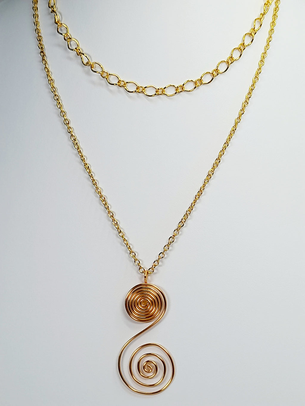 Handmade Gold Swirly Spiral Layered Necklace