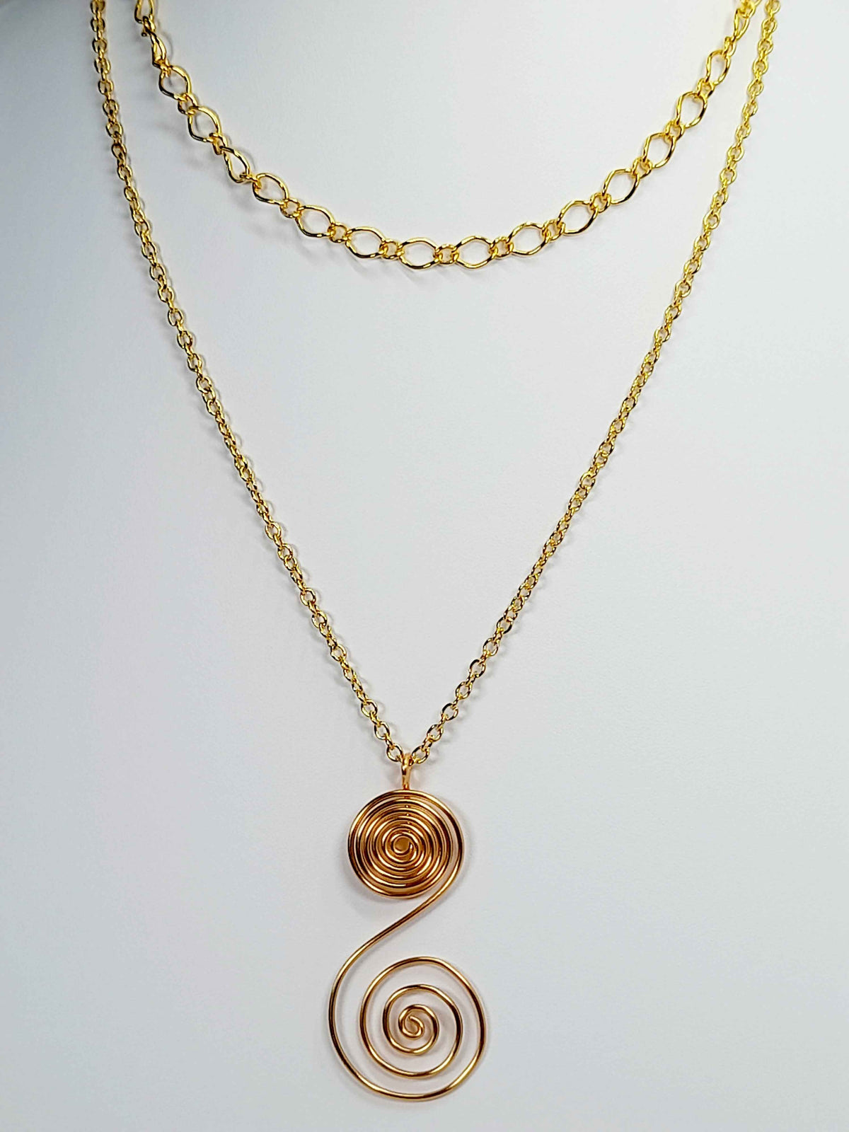 Handmade Gold Swirly Spiral Layered Necklace