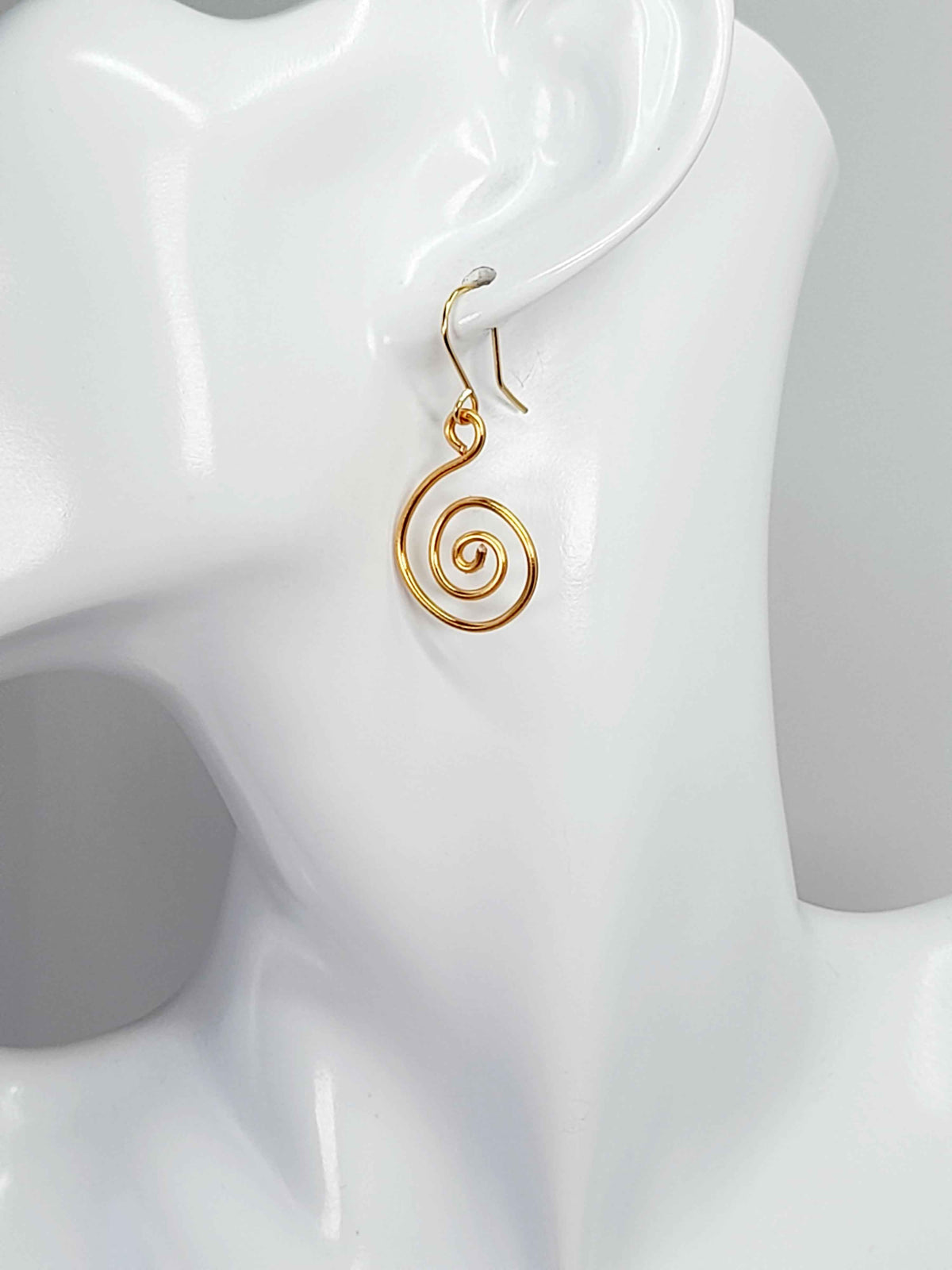 Handmade Gold Spiral Earrings, Lightweight