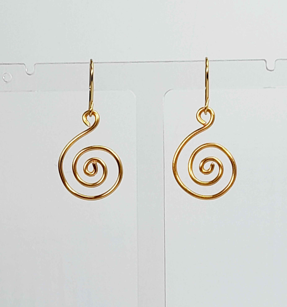 Handmade Gold Spiral Earrings, Lightweight
