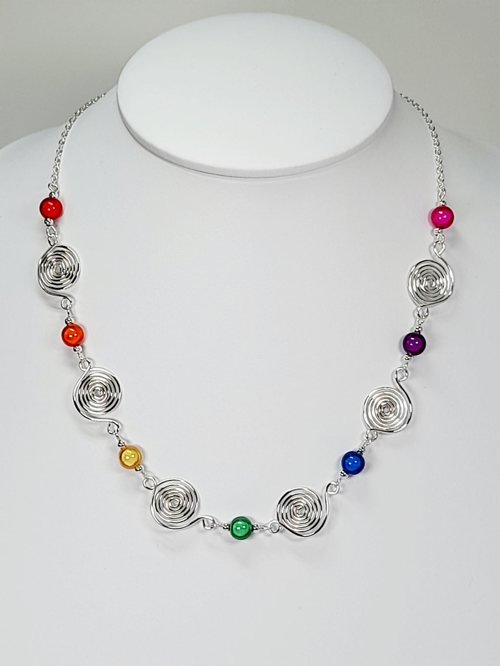 Handmade Rainbow Spiral Necklace – Colourful & Lightweight
