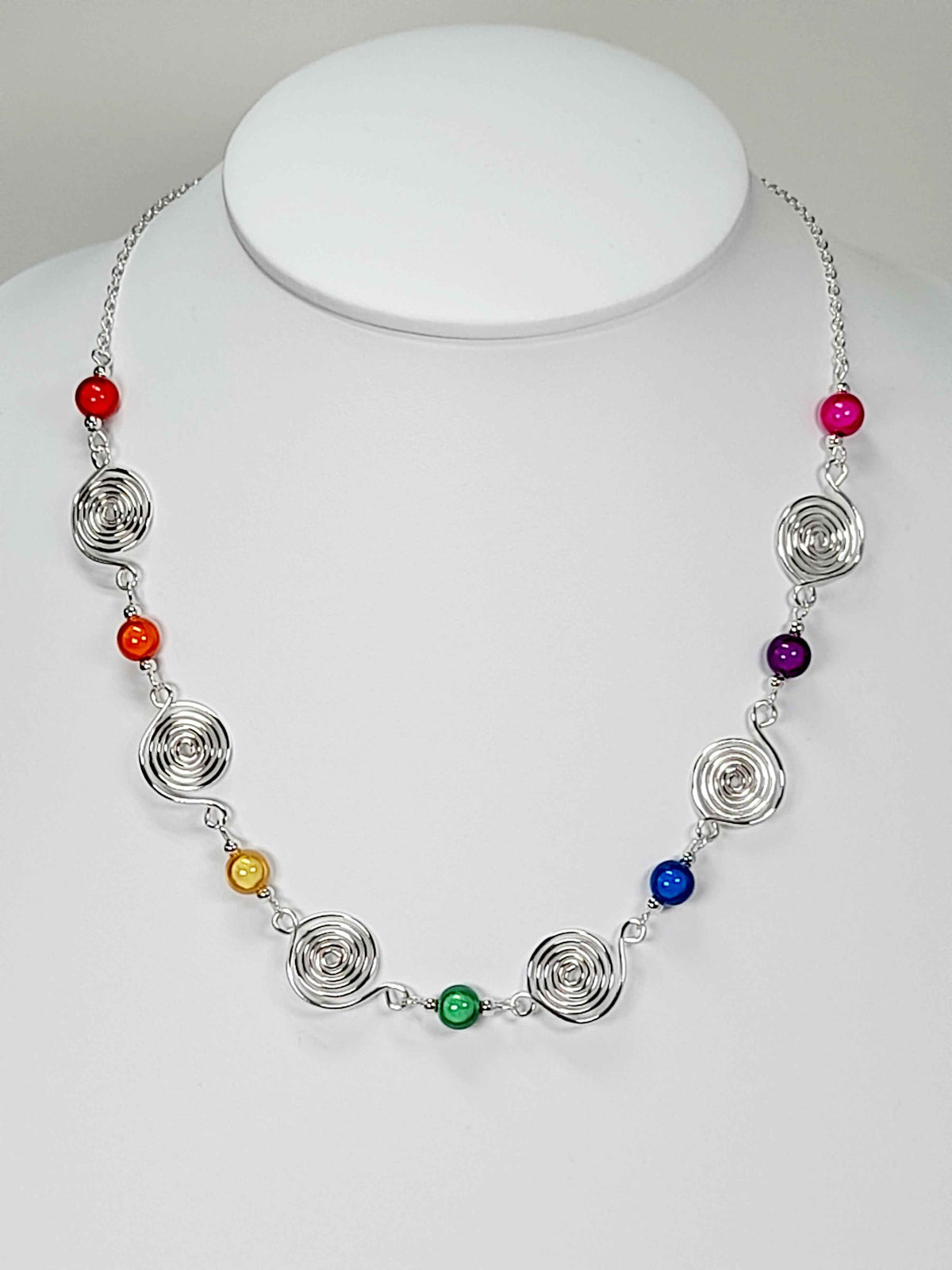 Handmade Rainbow Spiral Necklace – Colourful & Lightweight