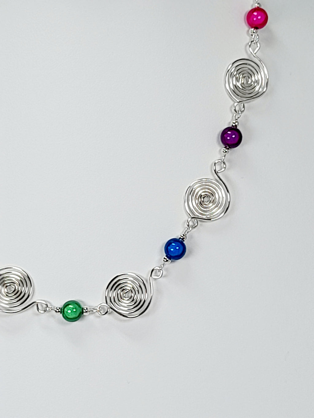Handmade Rainbow Spiral Necklace – Colourful & Lightweight