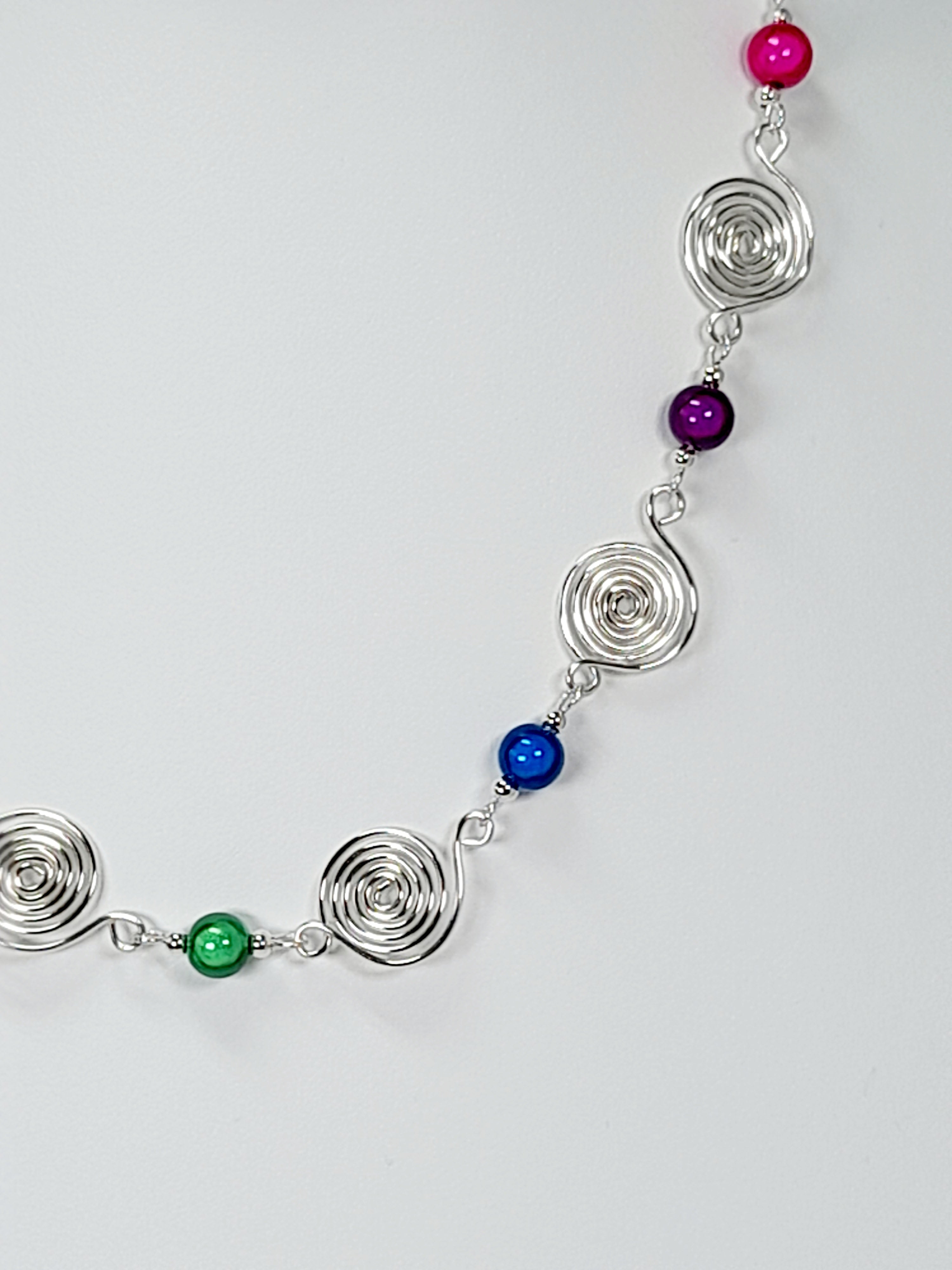 Handmade Rainbow Spiral Necklace – Colourful & Lightweight