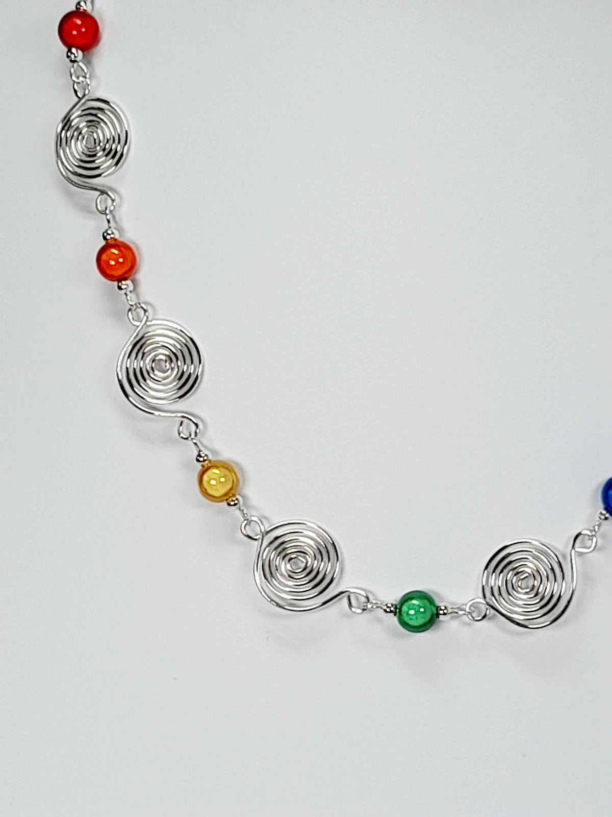 Handmade Rainbow Spiral Necklace – Colourful & Lightweight