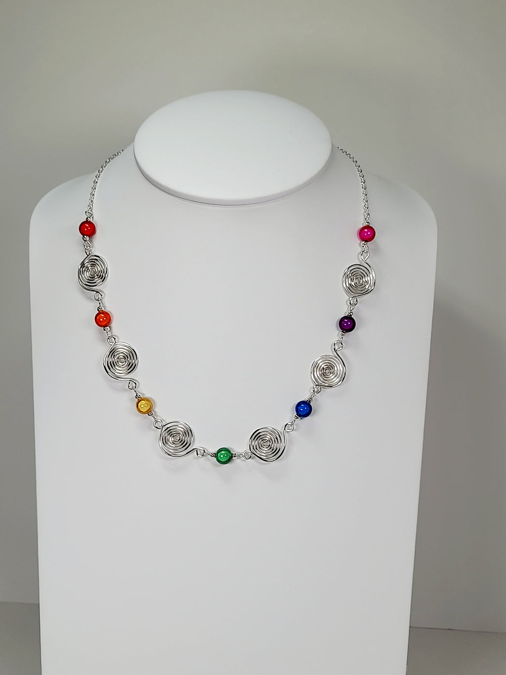 Handmade Rainbow Spiral Necklace – Colourful & Lightweight