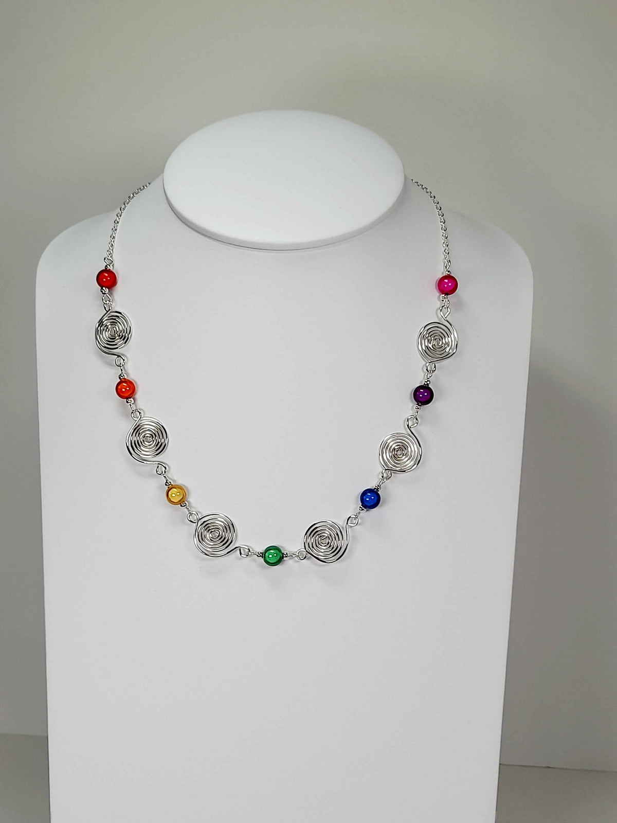 Handmade Rainbow Spiral Necklace – Colourful & Lightweight