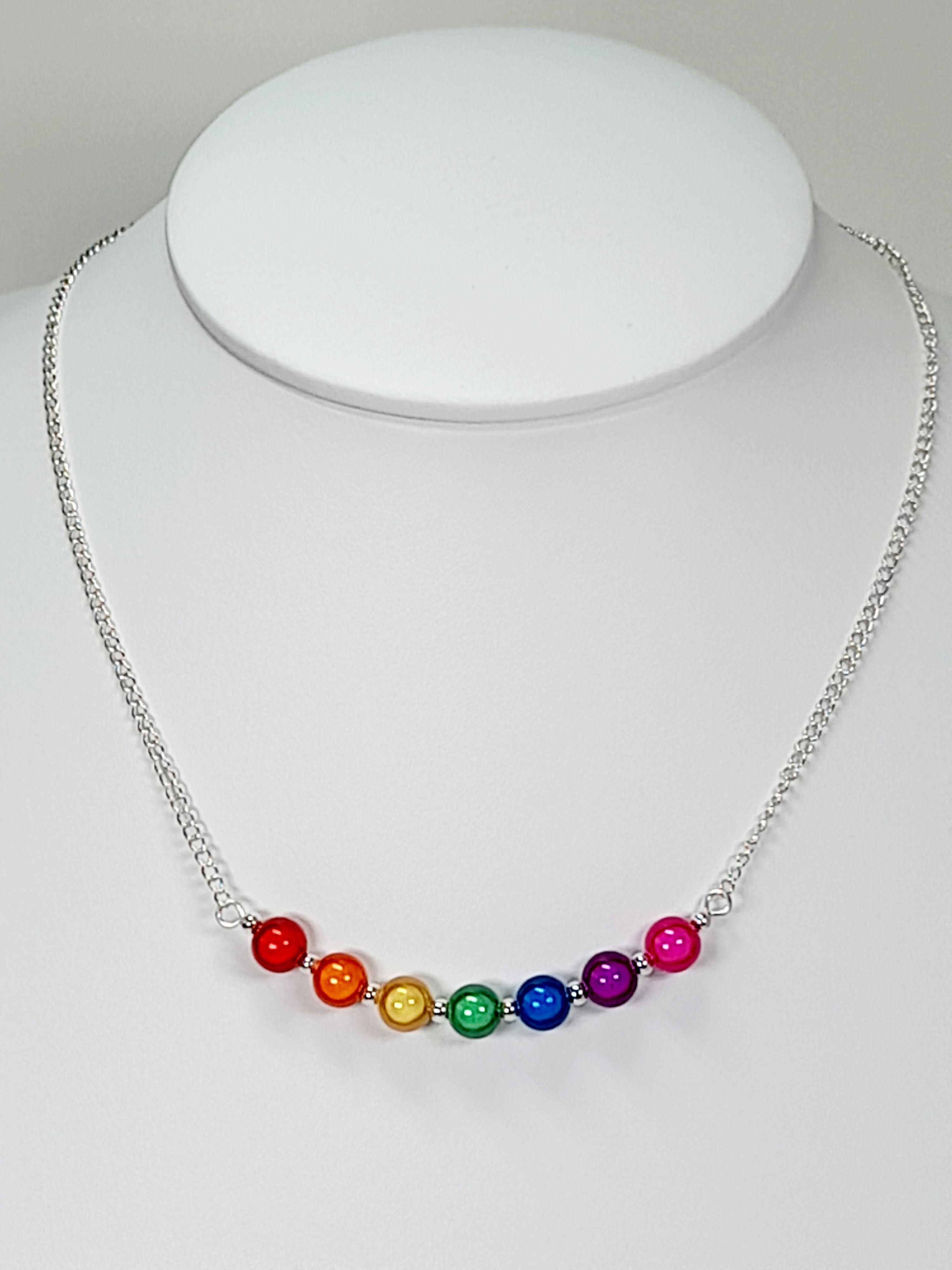 Rainbow Bead Necklace – Colourful & Lightweight