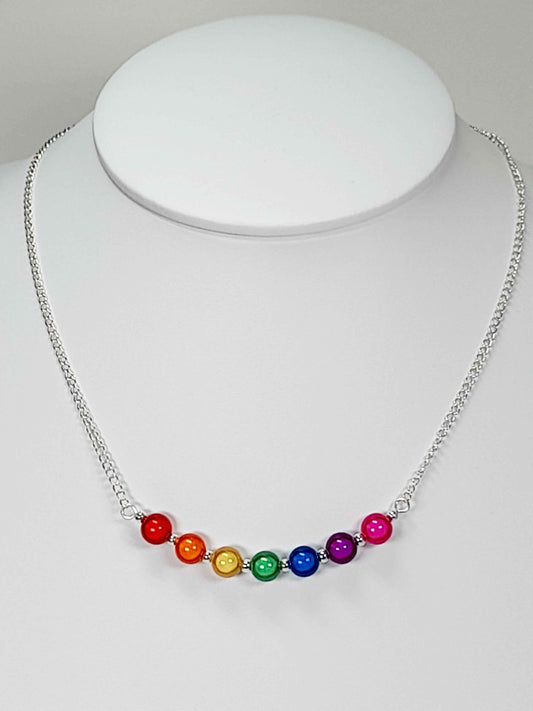 Rainbow Bead Necklace – Colourful & Lightweight