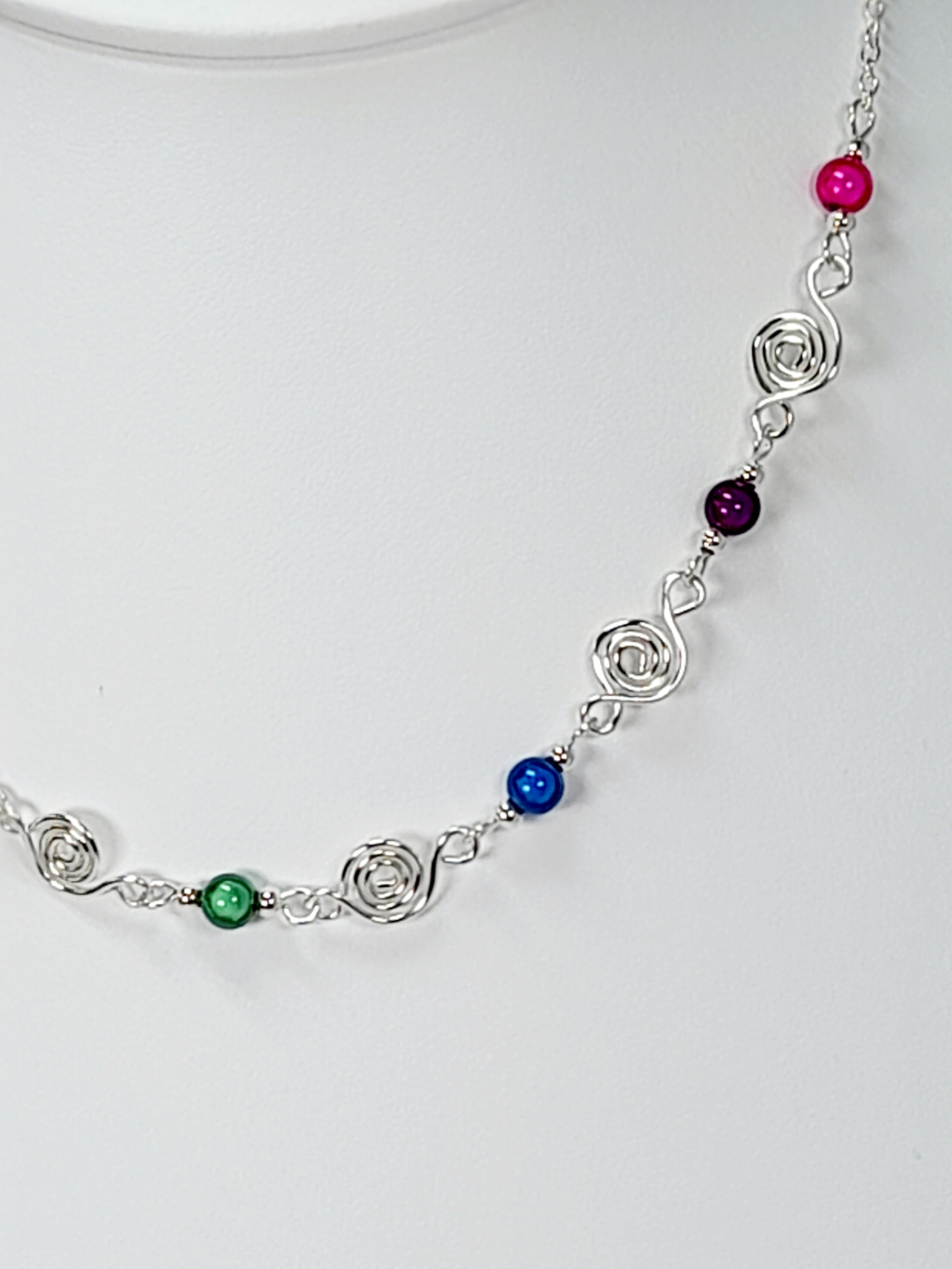 Dainty Super Swirly Rainbow Spiral Necklace – Colourful, Lightweight & Handmade