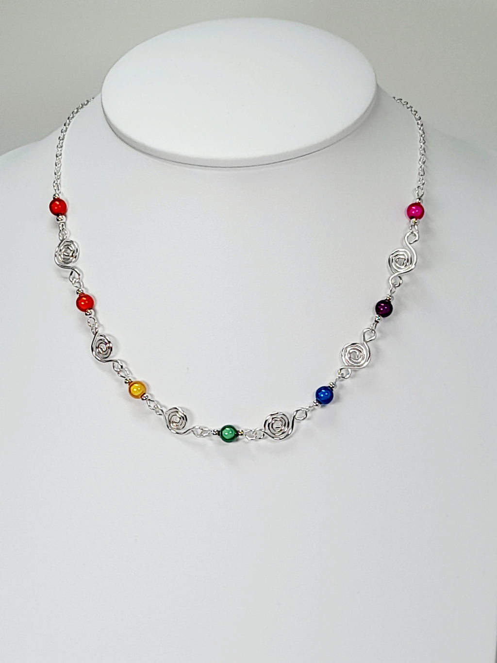 Dainty Super Swirly Rainbow Spiral Necklace – Colourful, Lightweight & Handmade