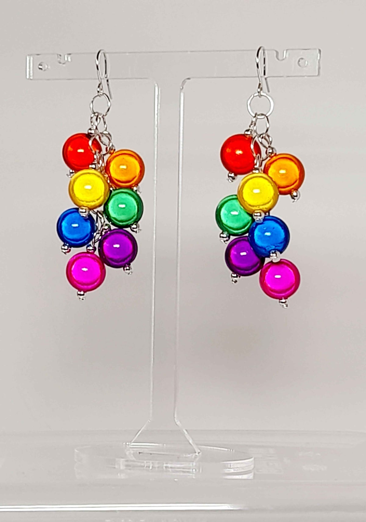 Large Rainbow Cluster Earrings, Statement Rainbow Earrings