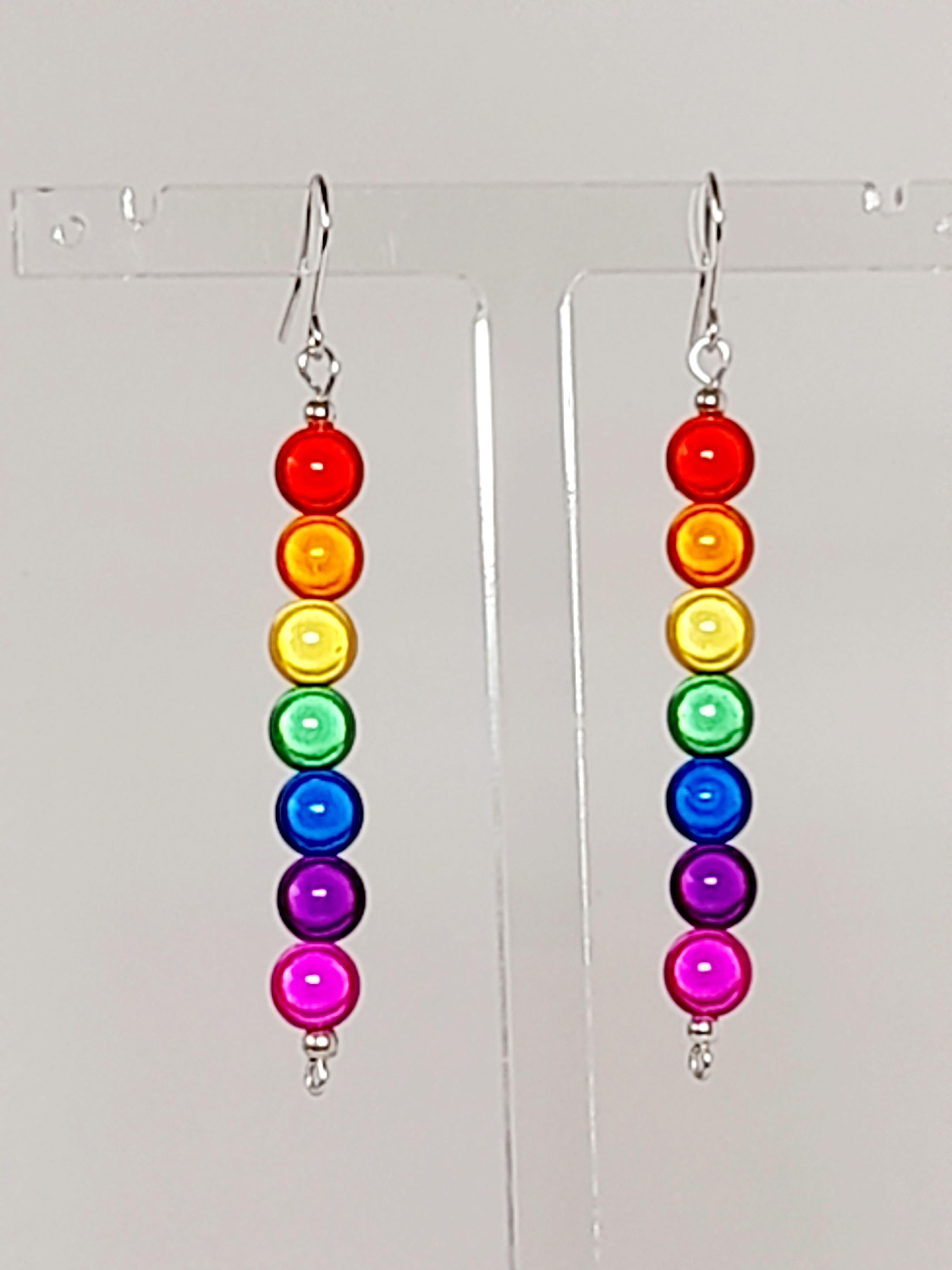 Long Rainbow Drop Earrings – Colourful, Lightweight & Handmade