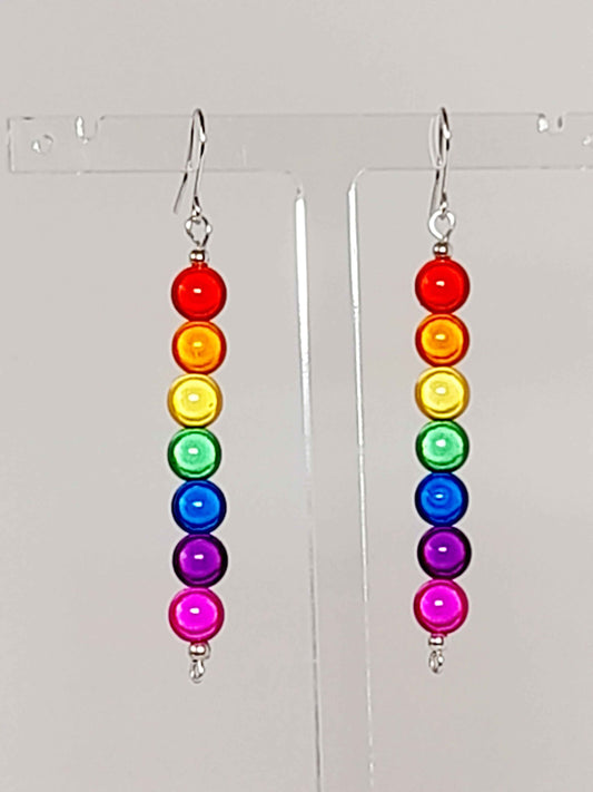 Long Rainbow Drop Earrings – Colourful, Lightweight & Handmade