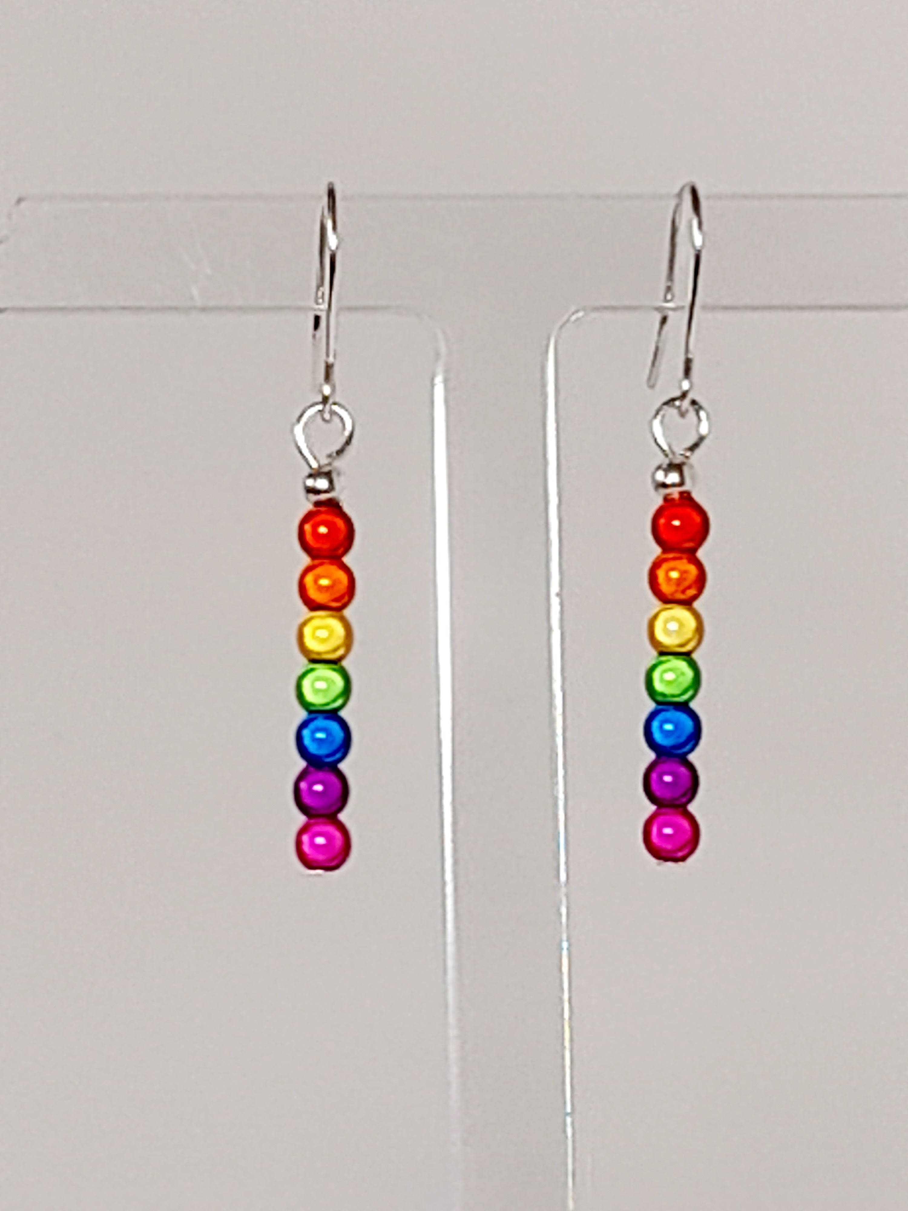 Small Rainbow Drop Earrings – Colourful, Lightweight & Handmade