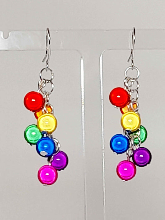 Rainbow Cluster Earrings – Colourful, Lightweight & Handmade