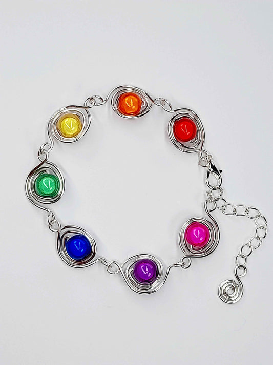 Swirly Rainbow Spiral  Bracelet – Bold, Colourful & Lightweight