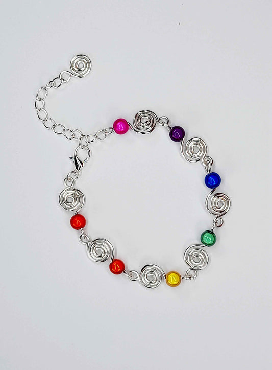 Dainty Super Swirly Rainbow Spiral Bracelet