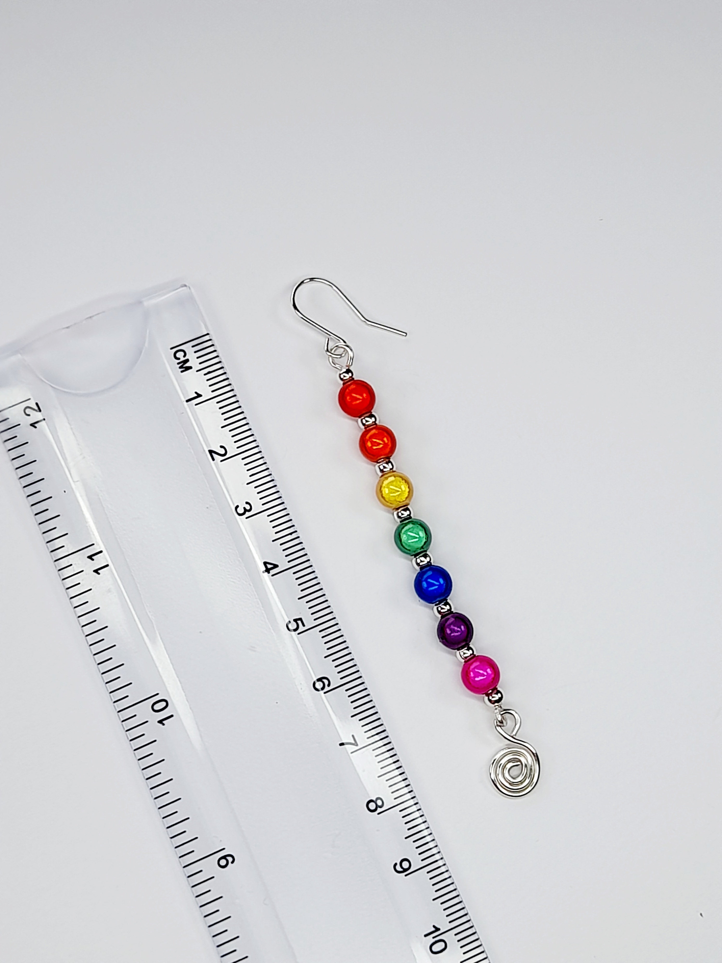 Long Rainbow Spiral Drop Earrings – Colourful, Lightweight & Handmade