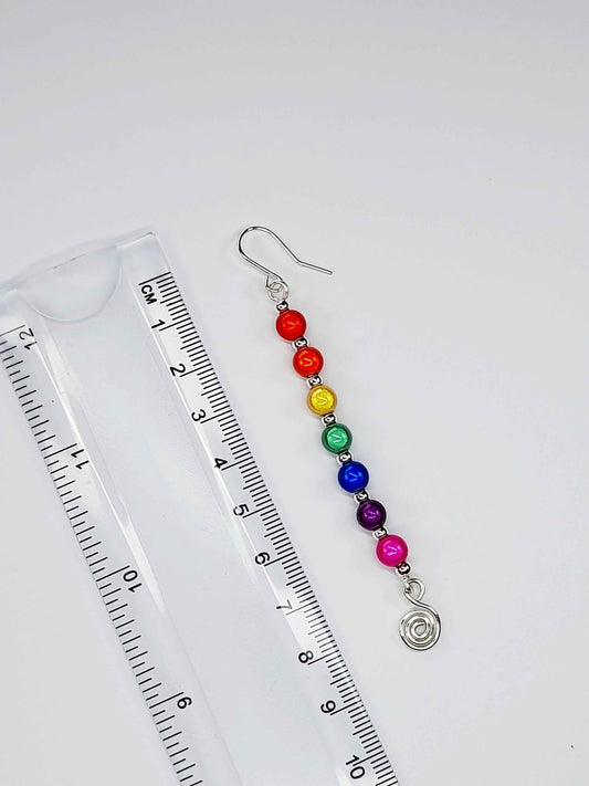Long Rainbow Spiral Drop Earrings – Colourful, Lightweight & Handmade