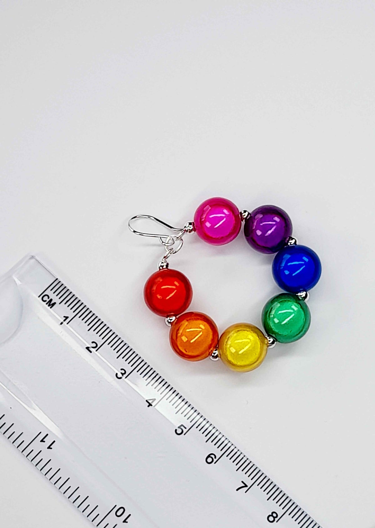 Large Bright Rainbow Miracle Bead Hoop Earrings