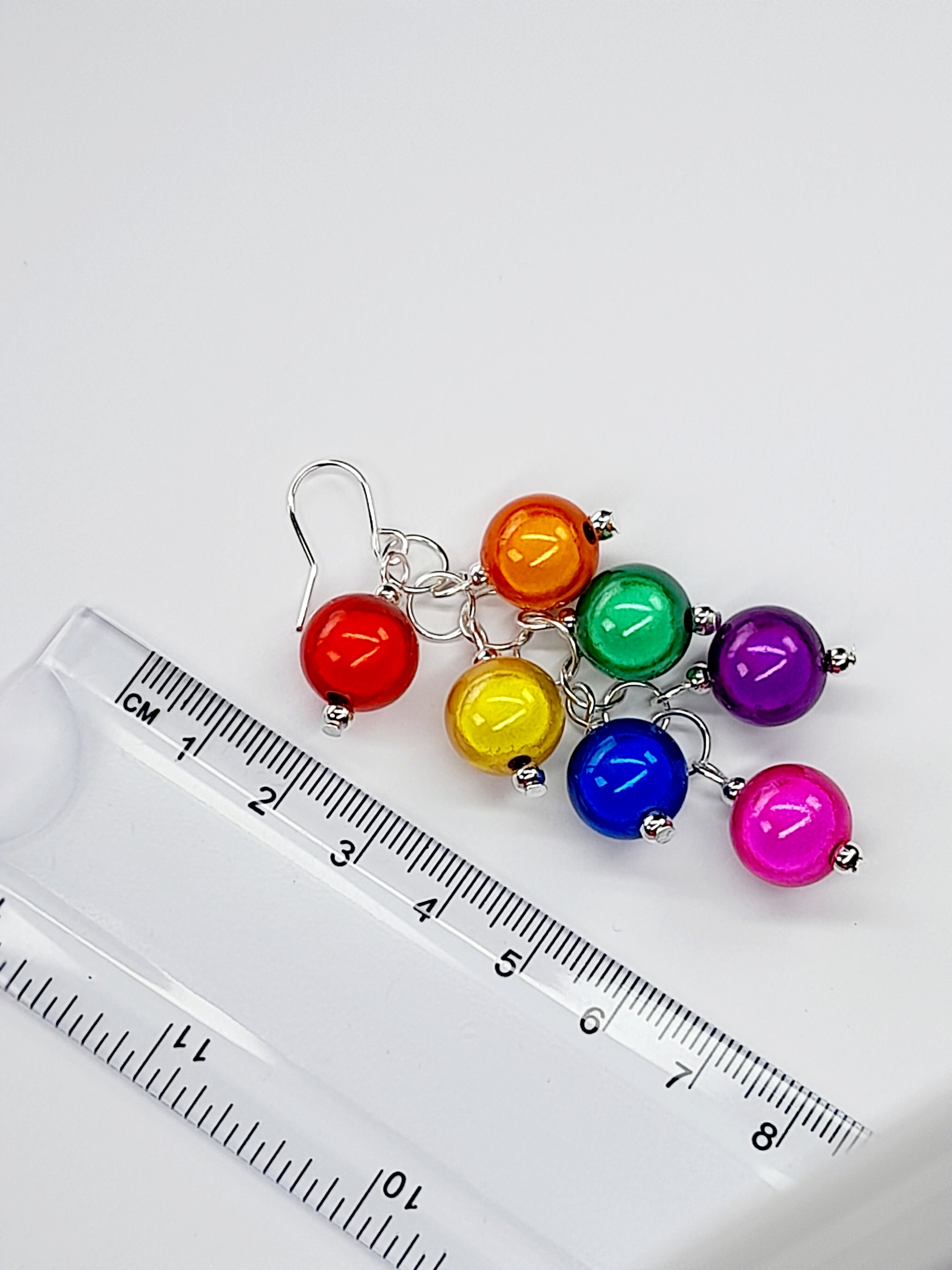Large Rainbow Cluster Earrings, Statement Rainbow Earrings
