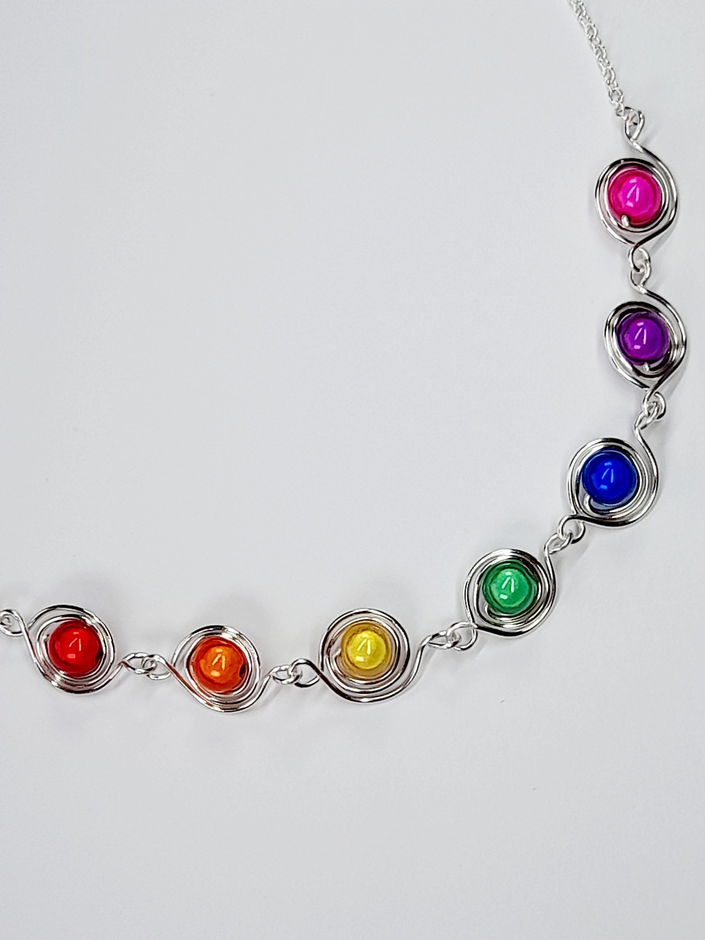 Swirly Rainbow Spiral Necklace – Colourful, Lightweight & Handmade