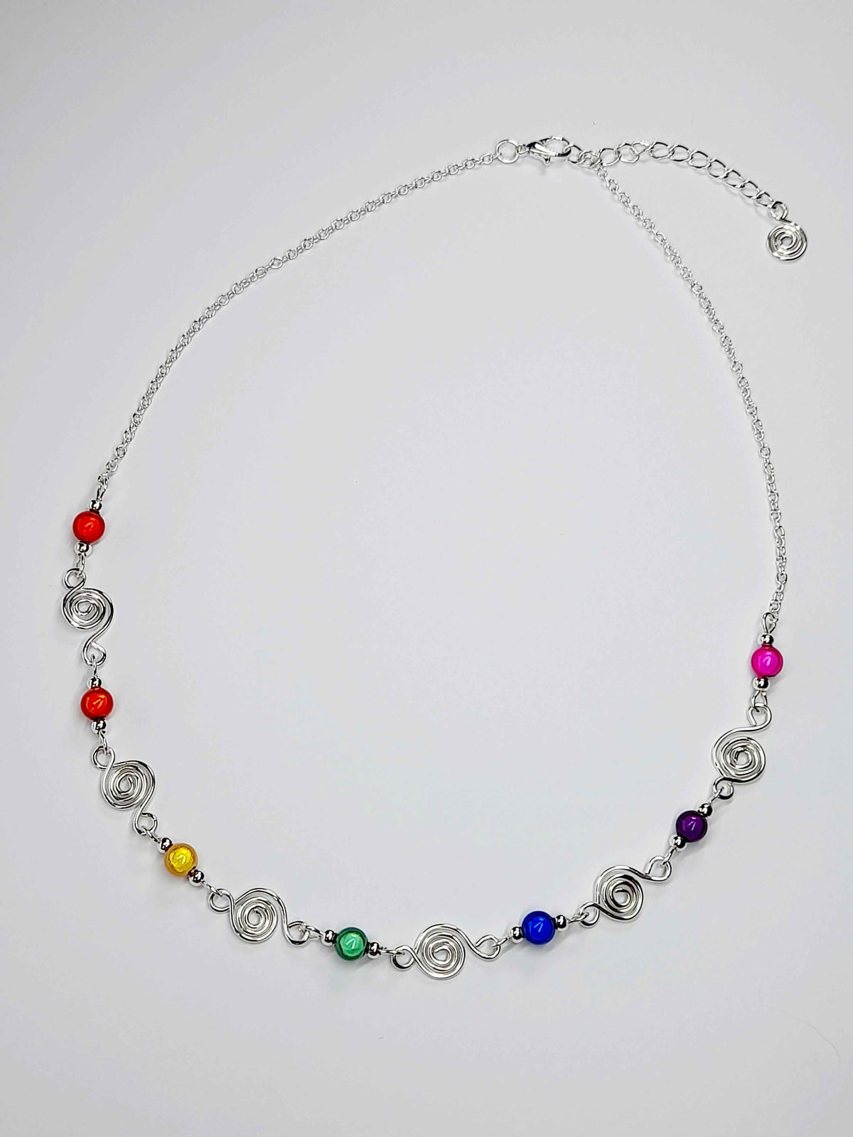Dainty Super Swirly Rainbow Spiral Necklace – Colourful, Lightweight & Handmade