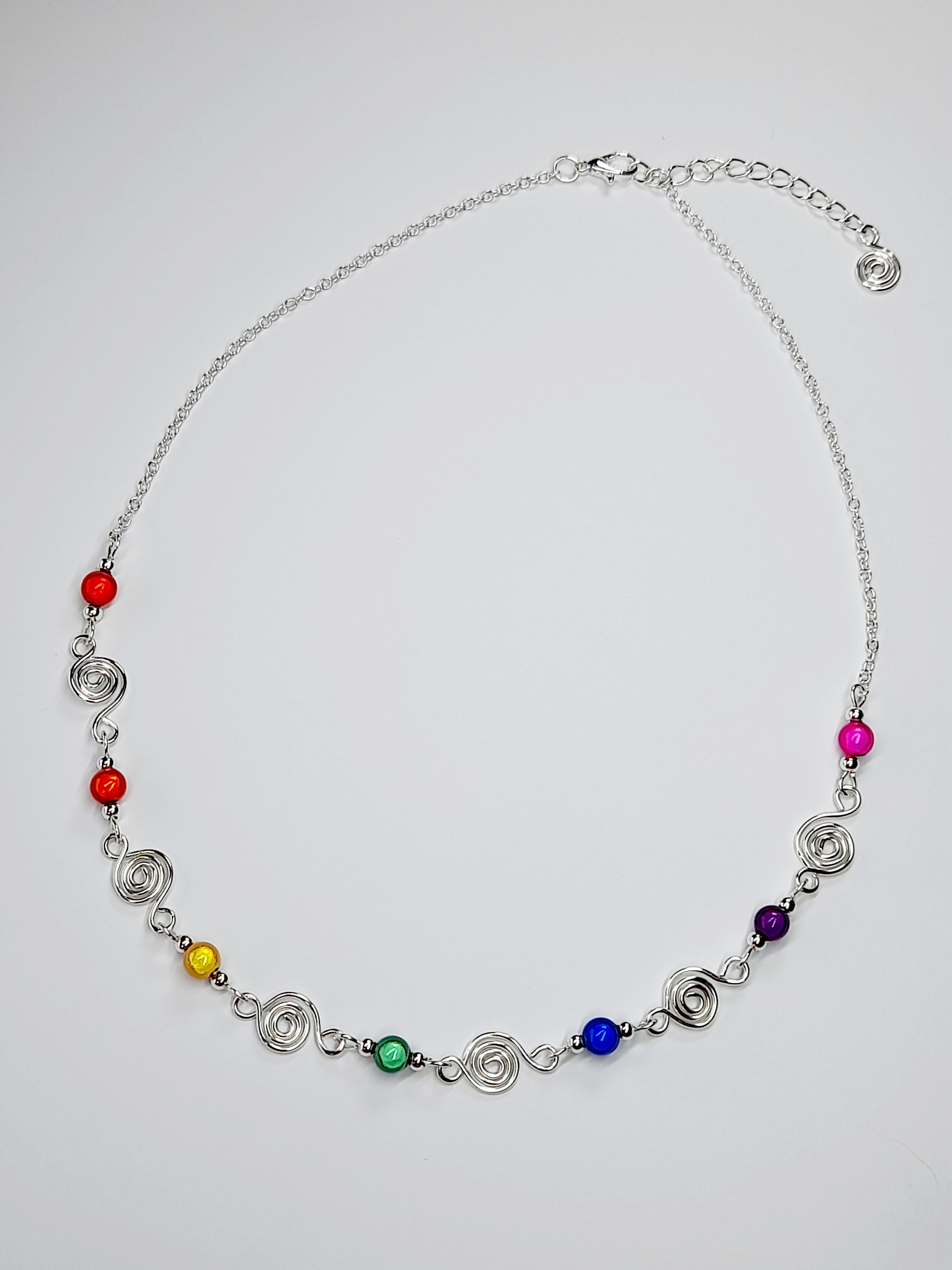 Dainty Super Swirly Rainbow Spiral Necklace – Colourful, Lightweight & Handmade