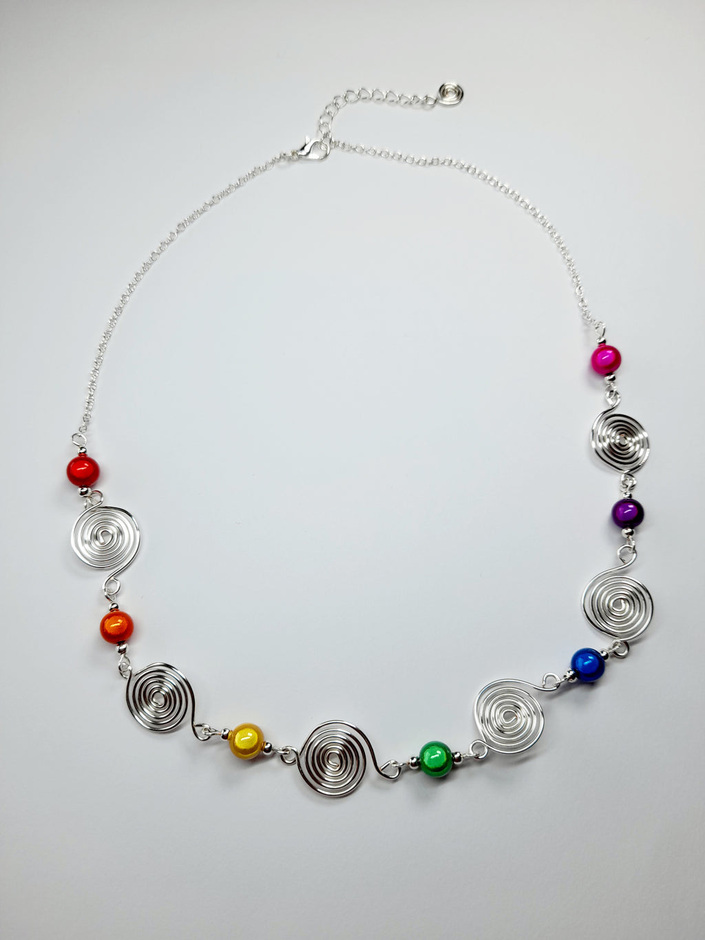 Handmade Rainbow Spiral Necklace – Colourful & Lightweight